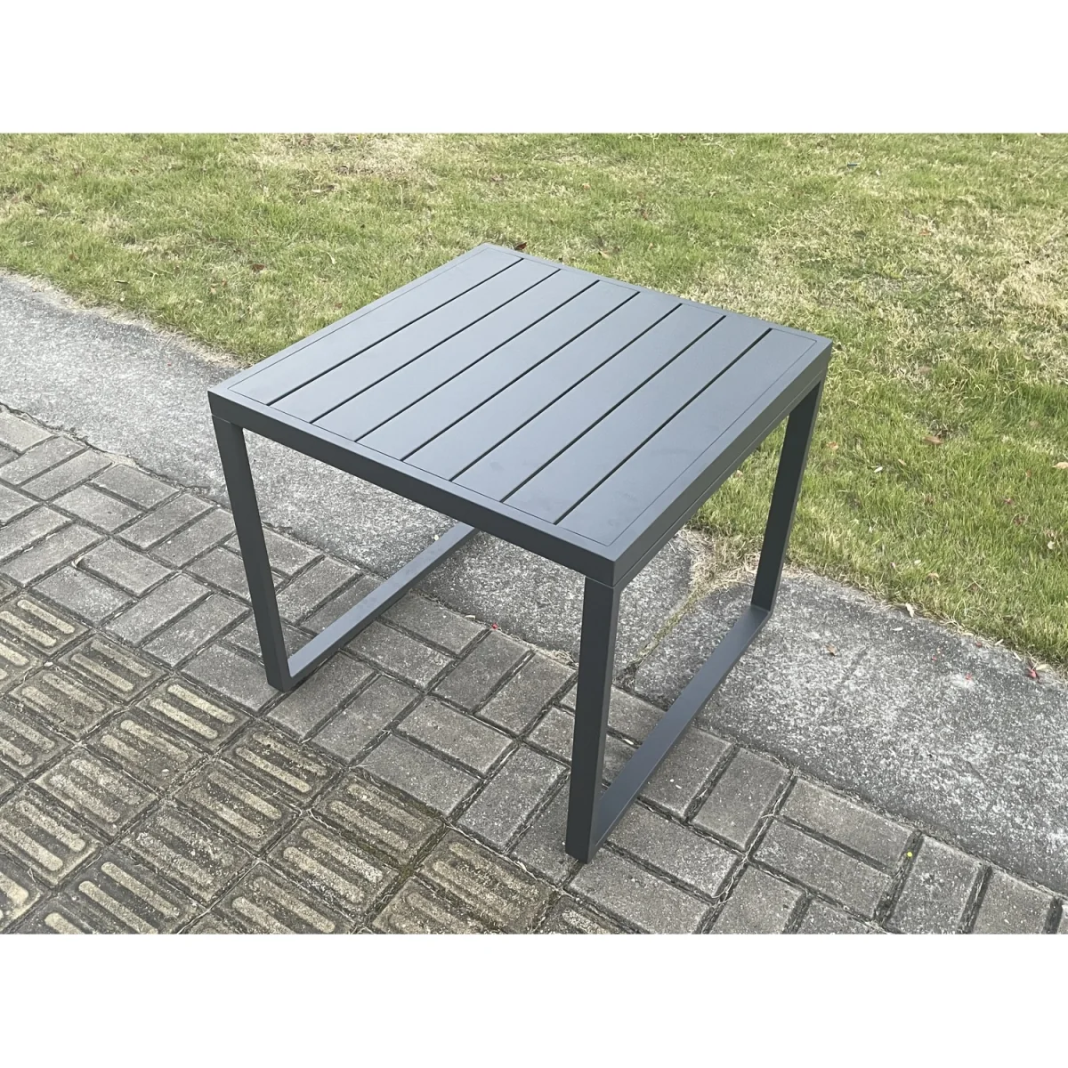 Fimous Aluminium Patio Garden Lounge Sofa Set with Oblong Coffee Table and 2 Footstools, Dark Grey. - Dark Grey – image 2