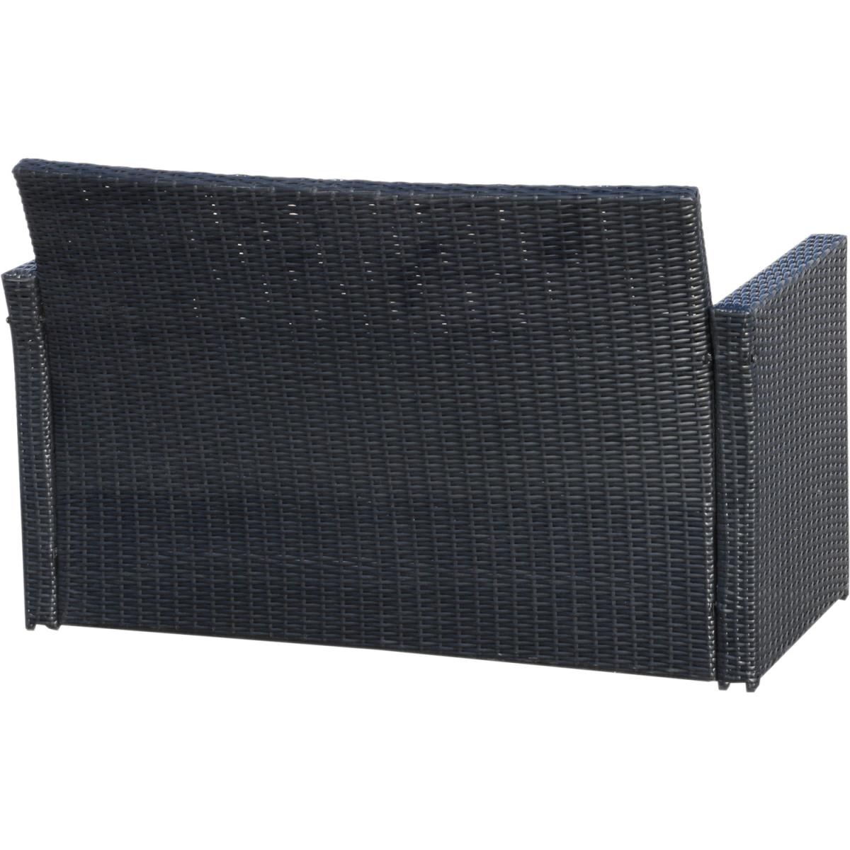 4 Piece Rattan Garden Sofa Set - Black Rattan – image 7