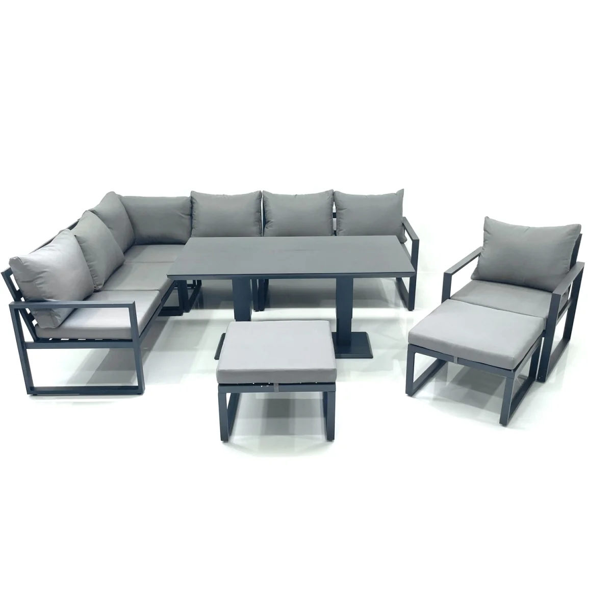Fimous Aluminum Outdoor Garden Corner Sofa Set with Adjustable Table - Dark Grey – image 5