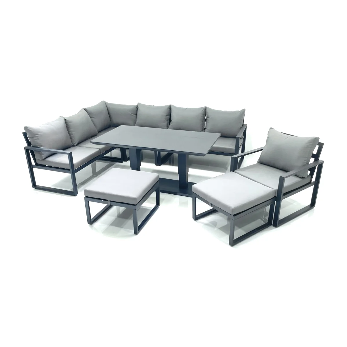Fimous Aluminum Outdoor Garden Corner Sofa Set with Adjustable Table - Dark Grey – image 1