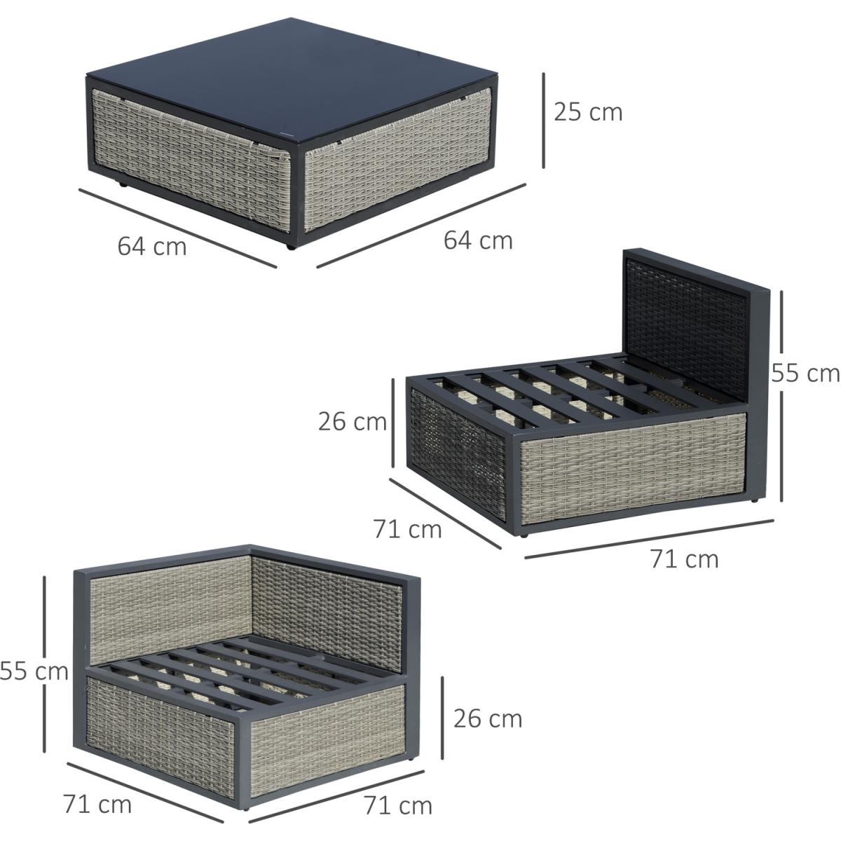 6 PCs Patio PE Rattan Wicker Sofa Set - Grey – image 2