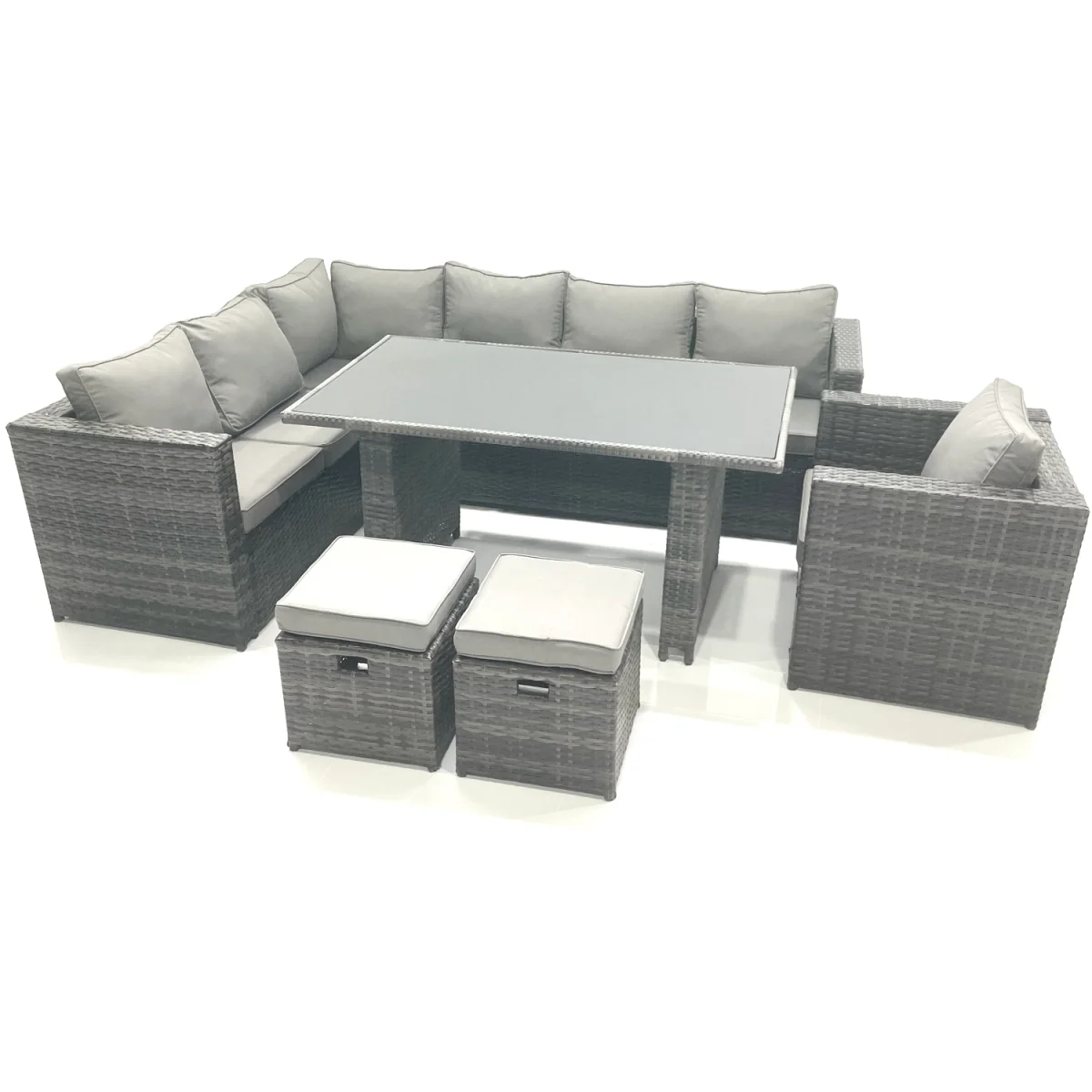 Outdoor Lounge Rattan Corner Sofa Sets Garden Furniture - Dark Grey Mixed – image 2