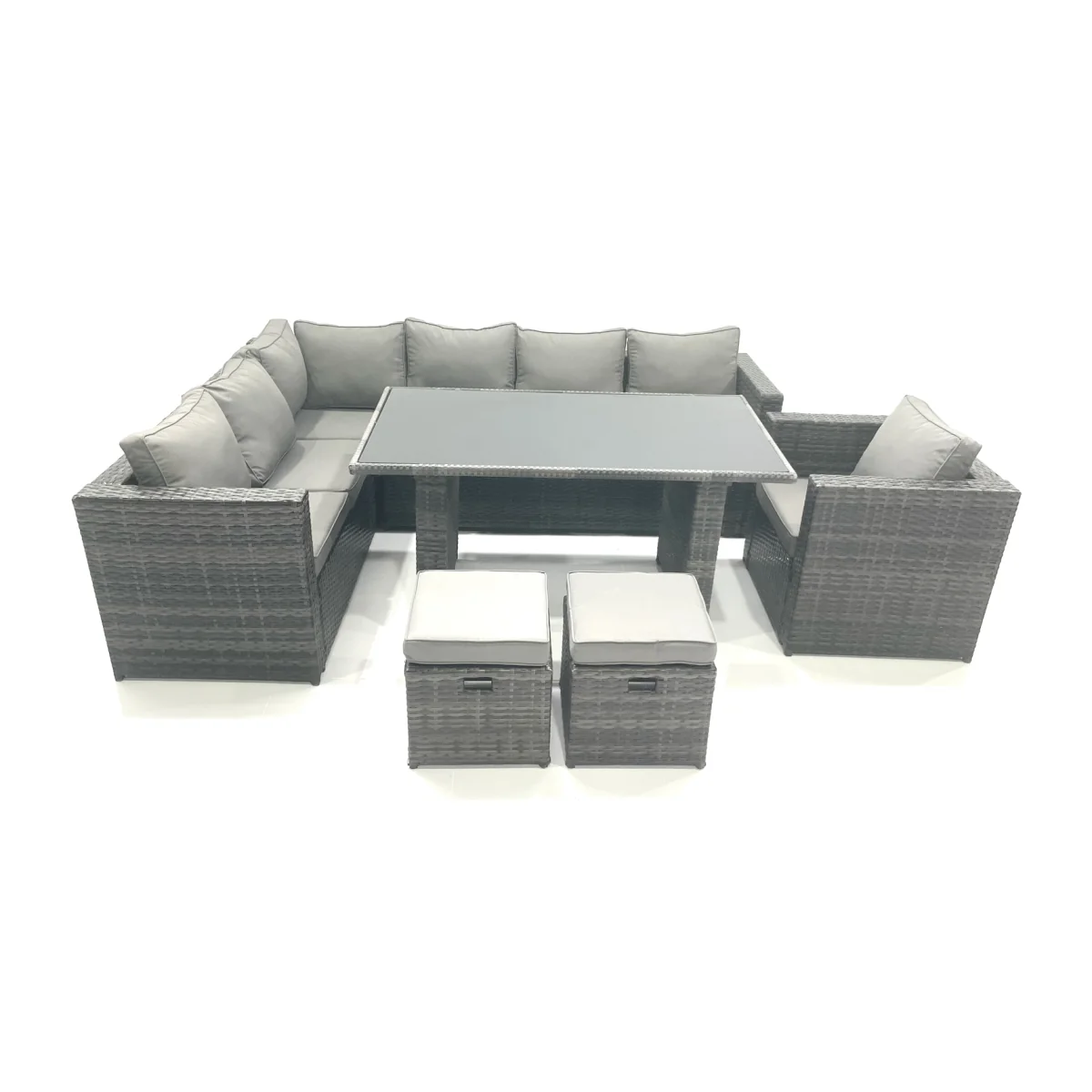 Outdoor Lounge Rattan Corner Sofa Sets Garden Furniture - Dark Grey Mixed – image 1