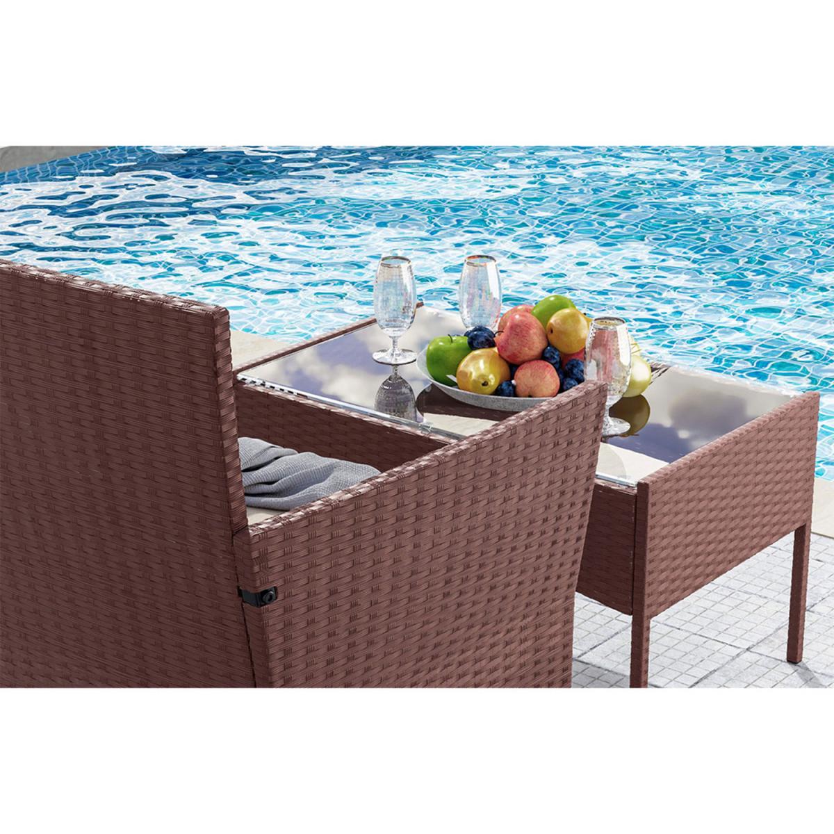 Brown 4 PCS Rattan Garden Furniture Set - Brown 4pcs without cover / No Cover – image 2