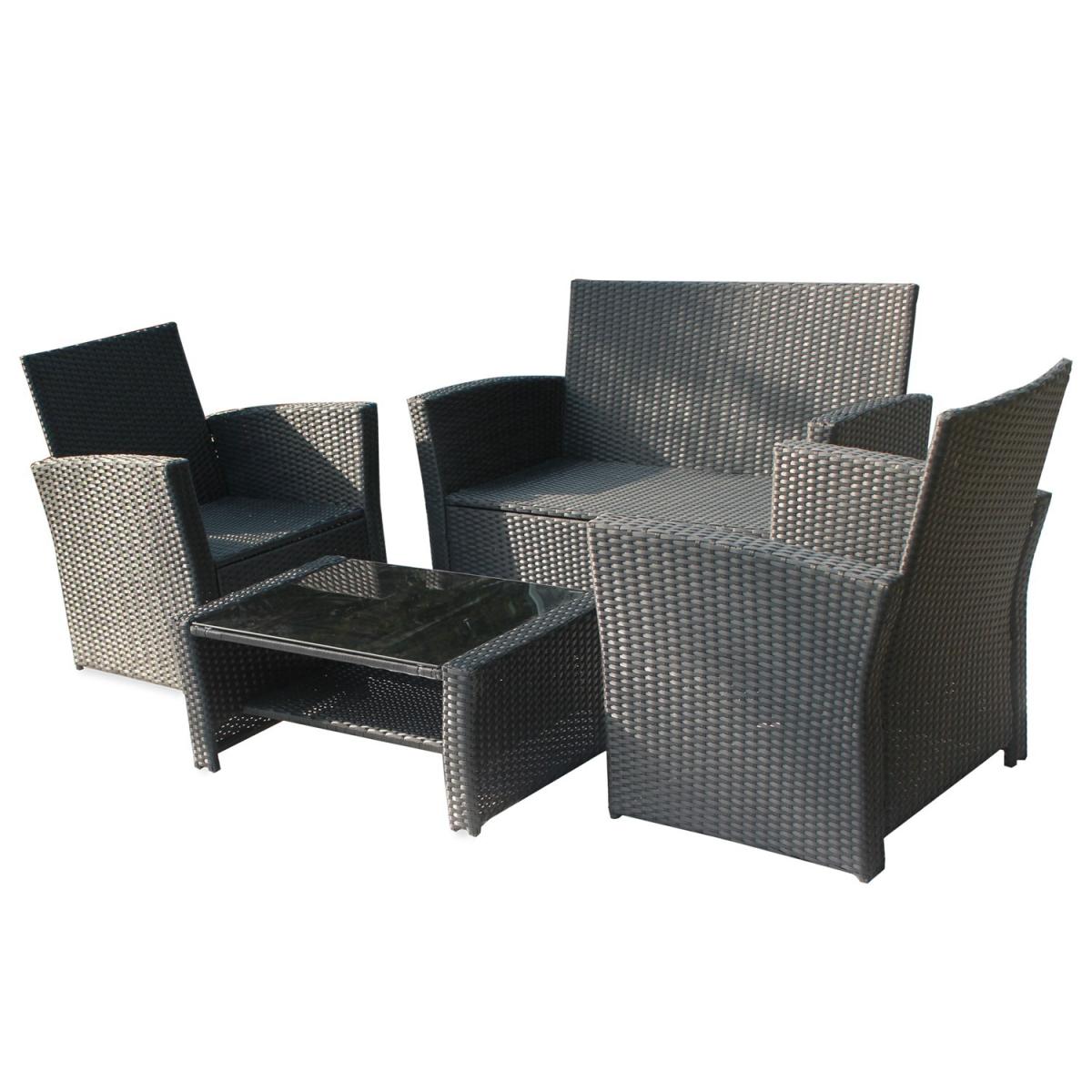 Rattan Garden Furniture Outdoor Set - Black – image 4