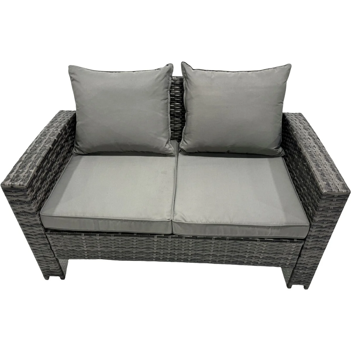 Fimous 4-Seat Rattan Garden Furniture Set with Adjustable Lift Table, Dark Grey Mixed. - Dark Grey Mixed rattan with dark grey fabric – image 3