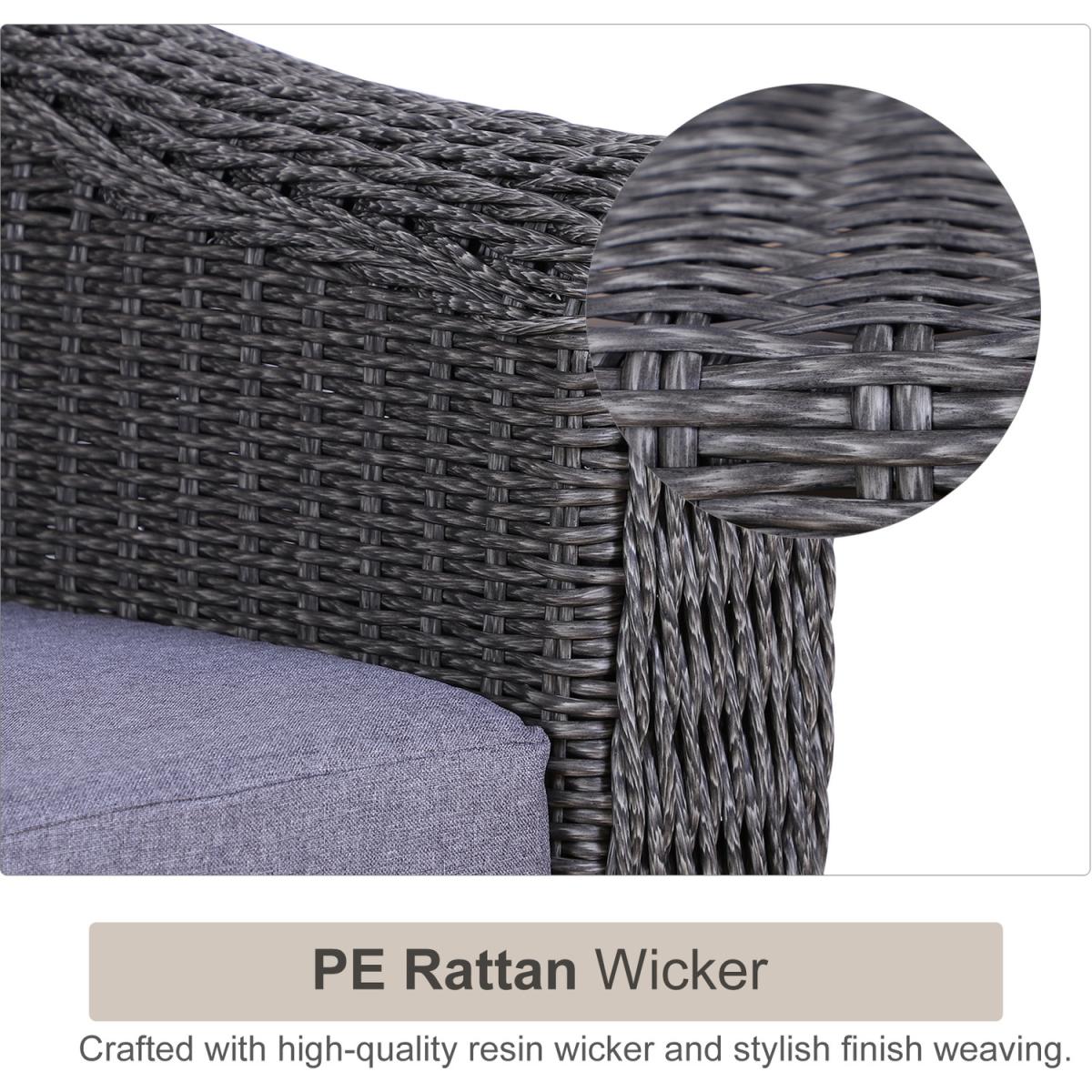 4 Piece Rattan Outdoor Dining Set - Grey – image 4