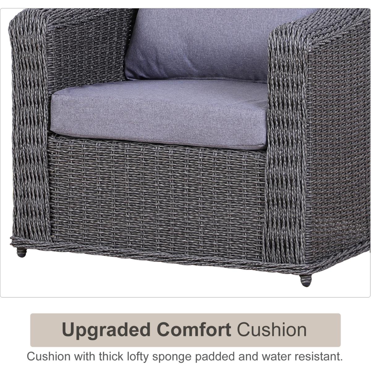 4 Piece Rattan Outdoor Dining Set - Grey – image 5