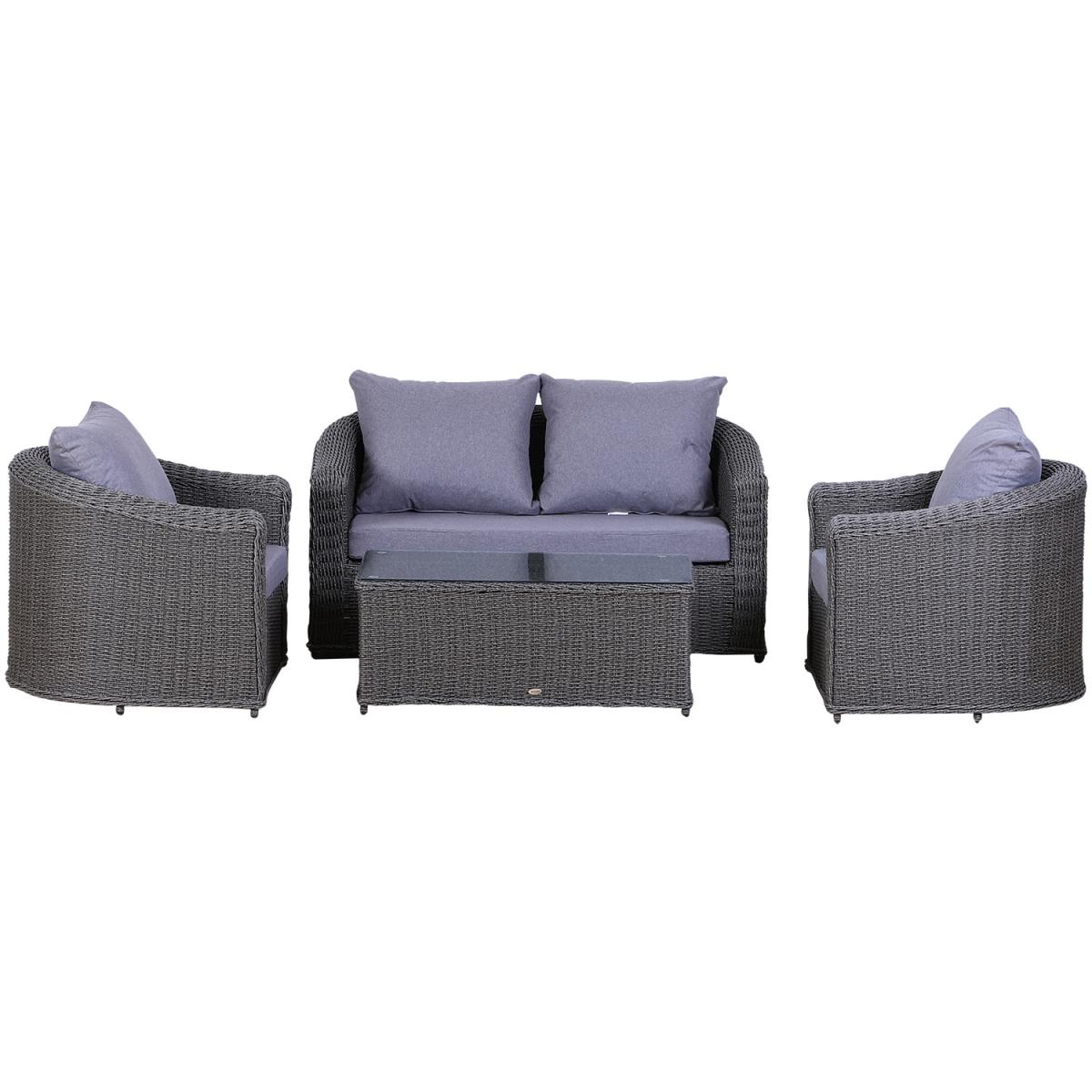 4 Piece Rattan Outdoor Dining Set - Grey – image 7