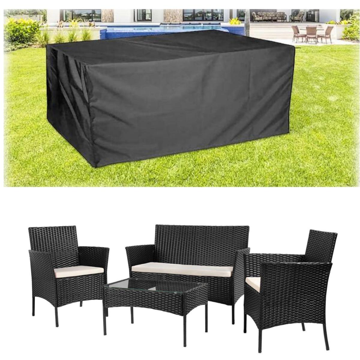 Outdoor Garden Rattan Furniture Set with Cover - Brown / 6 Seat – image 3