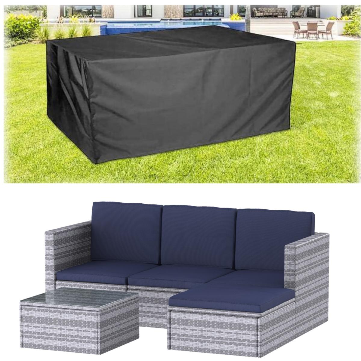 Outdoor Garden Rattan Furniture Set with Cover - Brown / 6 Seat – image 5