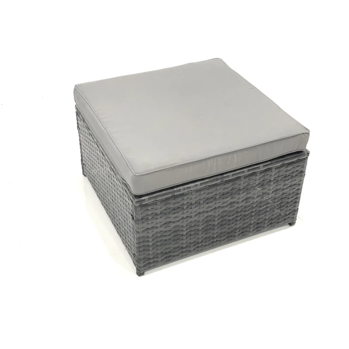 Fimous 7-Piece Outdoor Rattan Sofa Set with Coffee Table and Stools, Dark Grey - Dark Grey Mixed – image 5