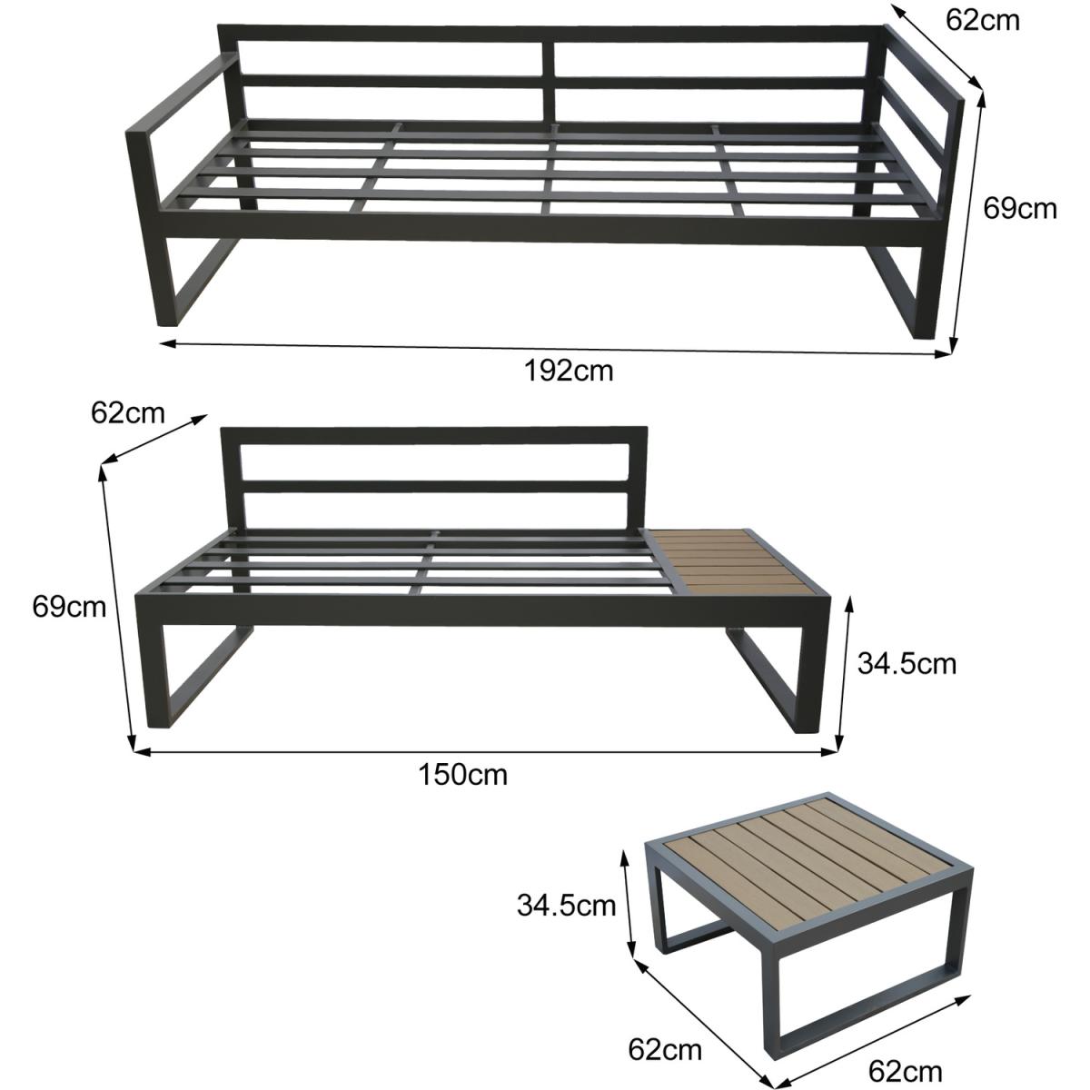 Dartlington Garden Lounge Corner sofa Conversation Set - Grey / Right-hand – image 7