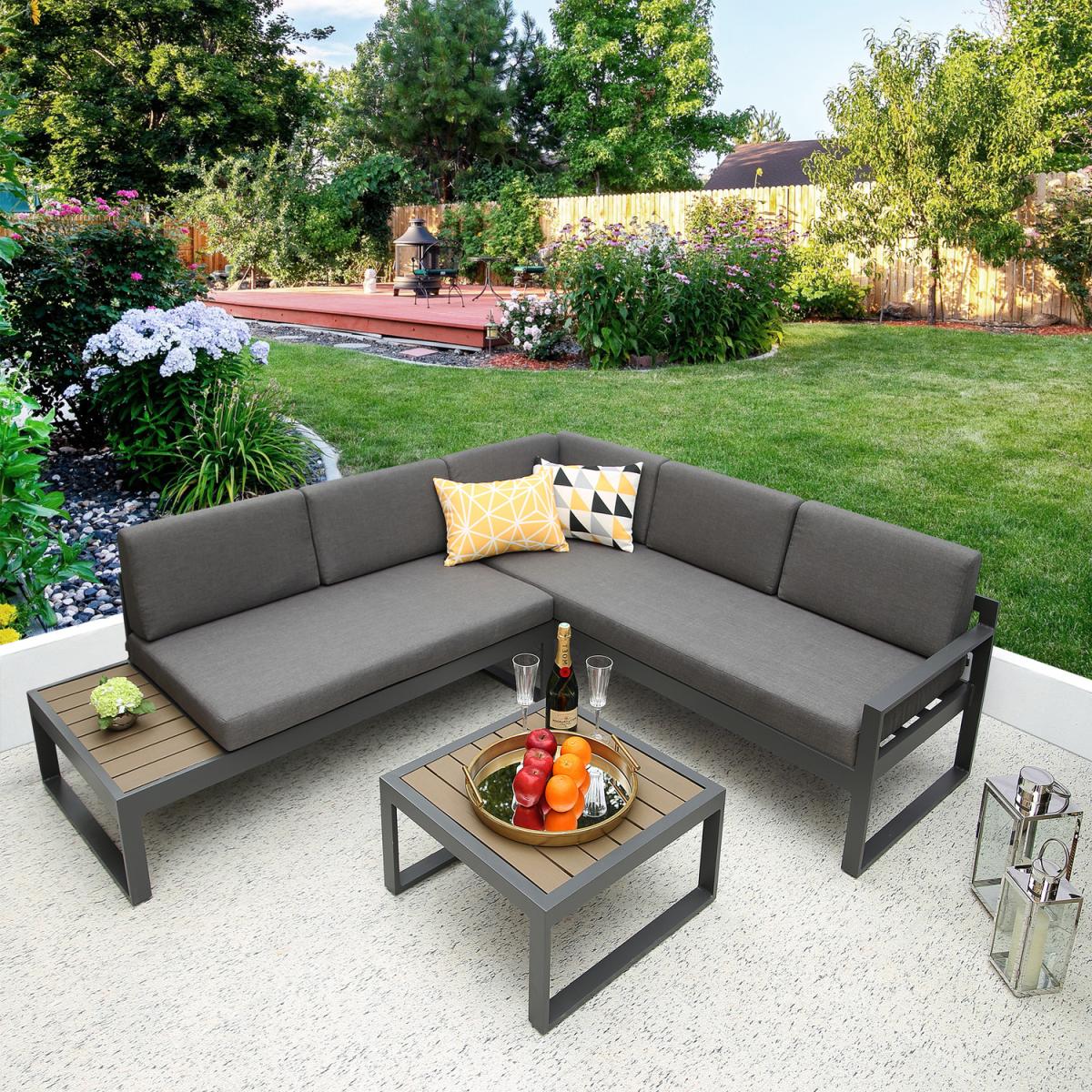 Dartlington Garden Lounge Corner sofa Conversation Set - Grey / Right-hand – image 1