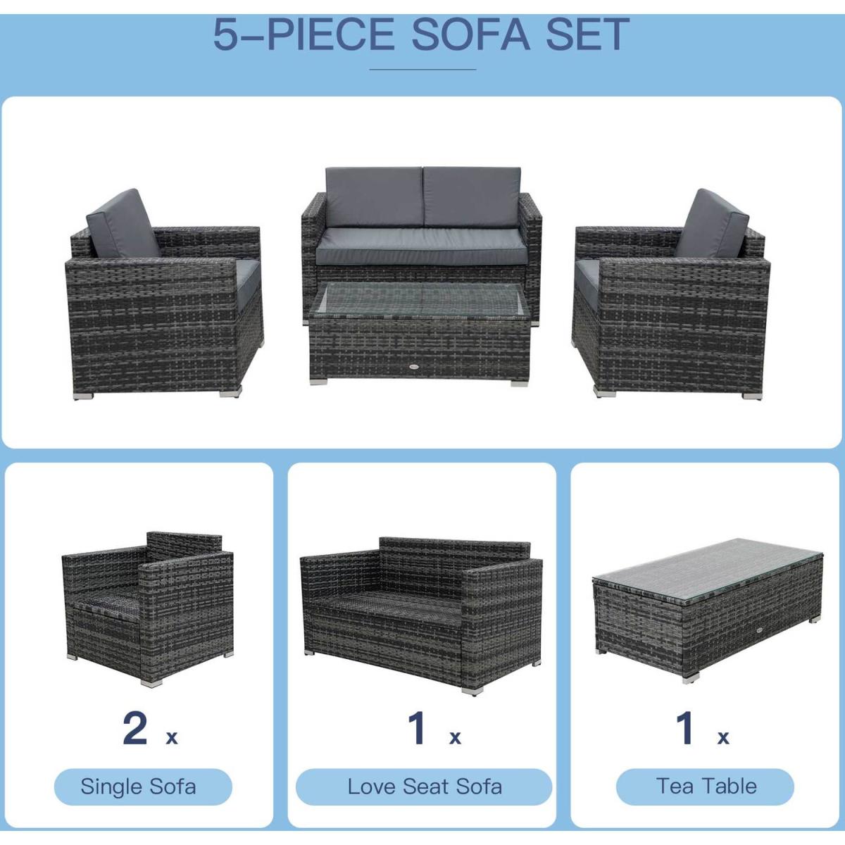 Rattan Sofa Set - Grey – image 3