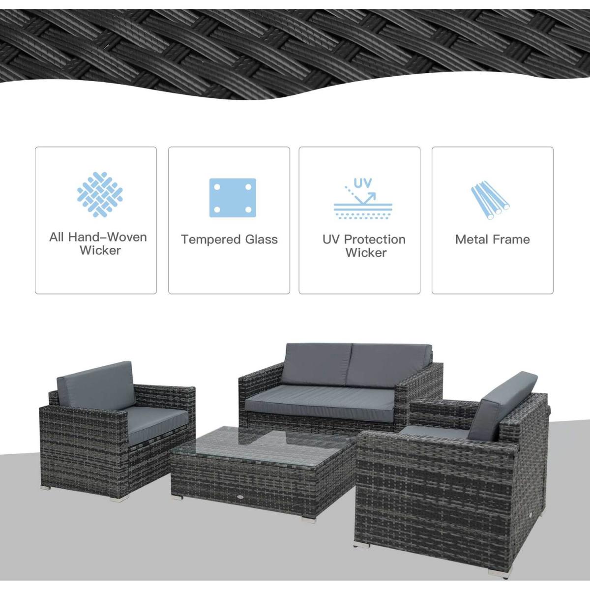 Rattan Sofa Set - Grey – image 4