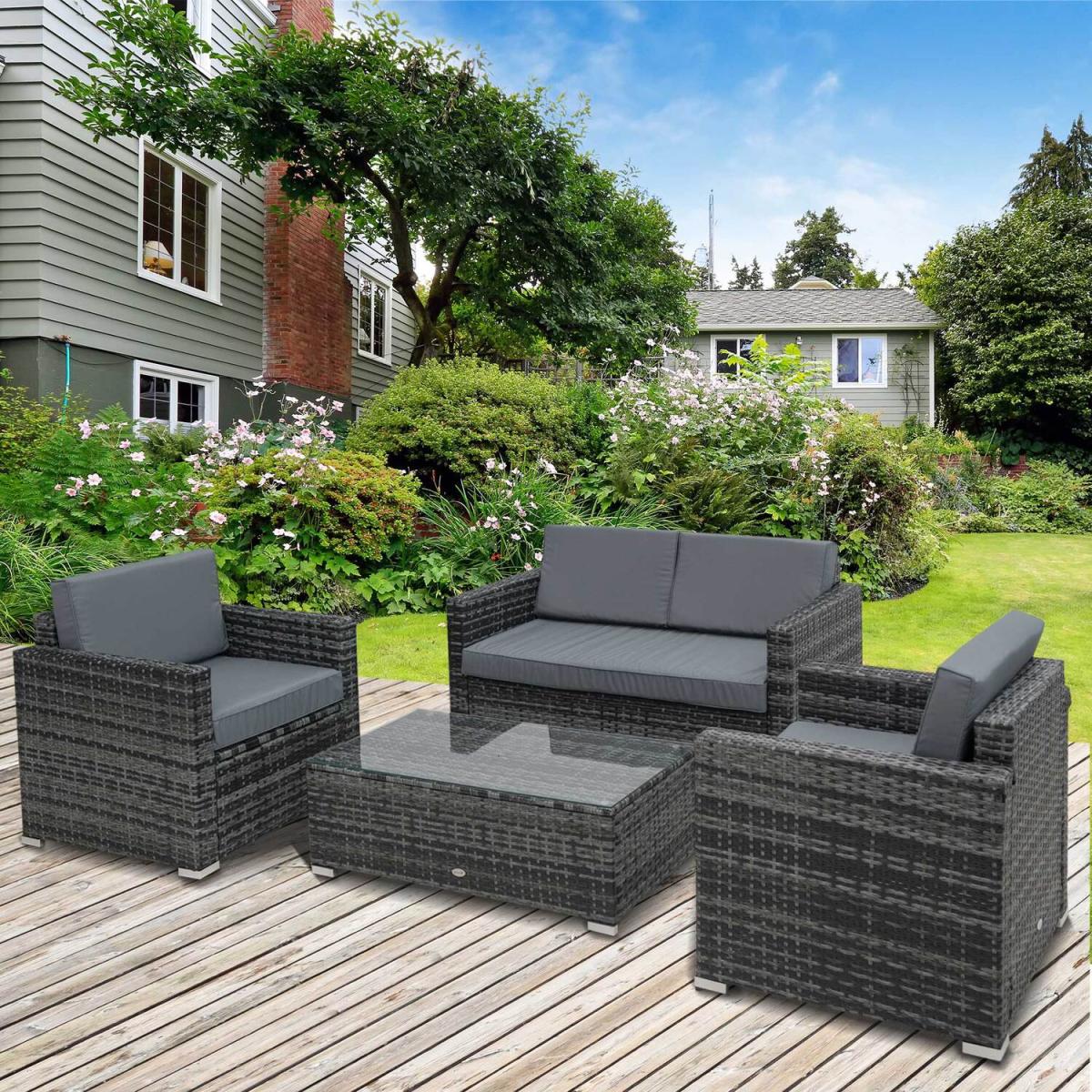 Rattan Sofa Set - Grey – image 1