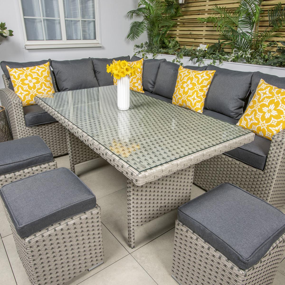 Michigan Rectangular Corner Casual Dining Garden Furniture Set - Neutral – image 2