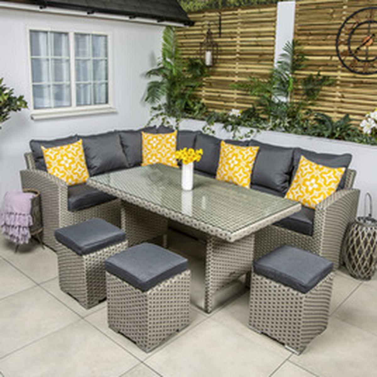 Michigan Rectangular Corner Casual Dining Garden Furniture Set - Neutral – image 5