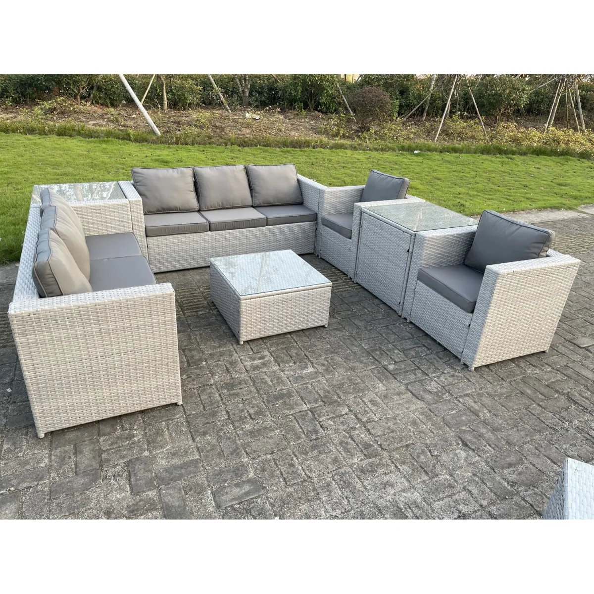 Outdoor PE Rattan Garden Furniture Set Wicker Sofa Set - Light Grey Mixed – image 4