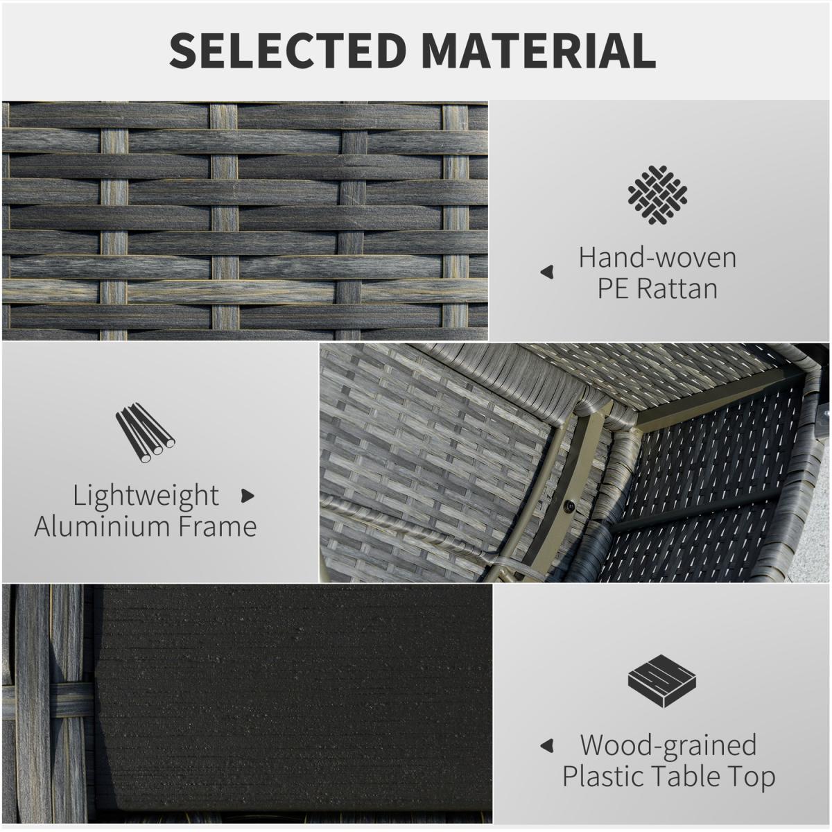 4 Pieces Outdoor PE Rattan Sofa Set, Patio Wicker Sectional Conversation - Grey – image 3
