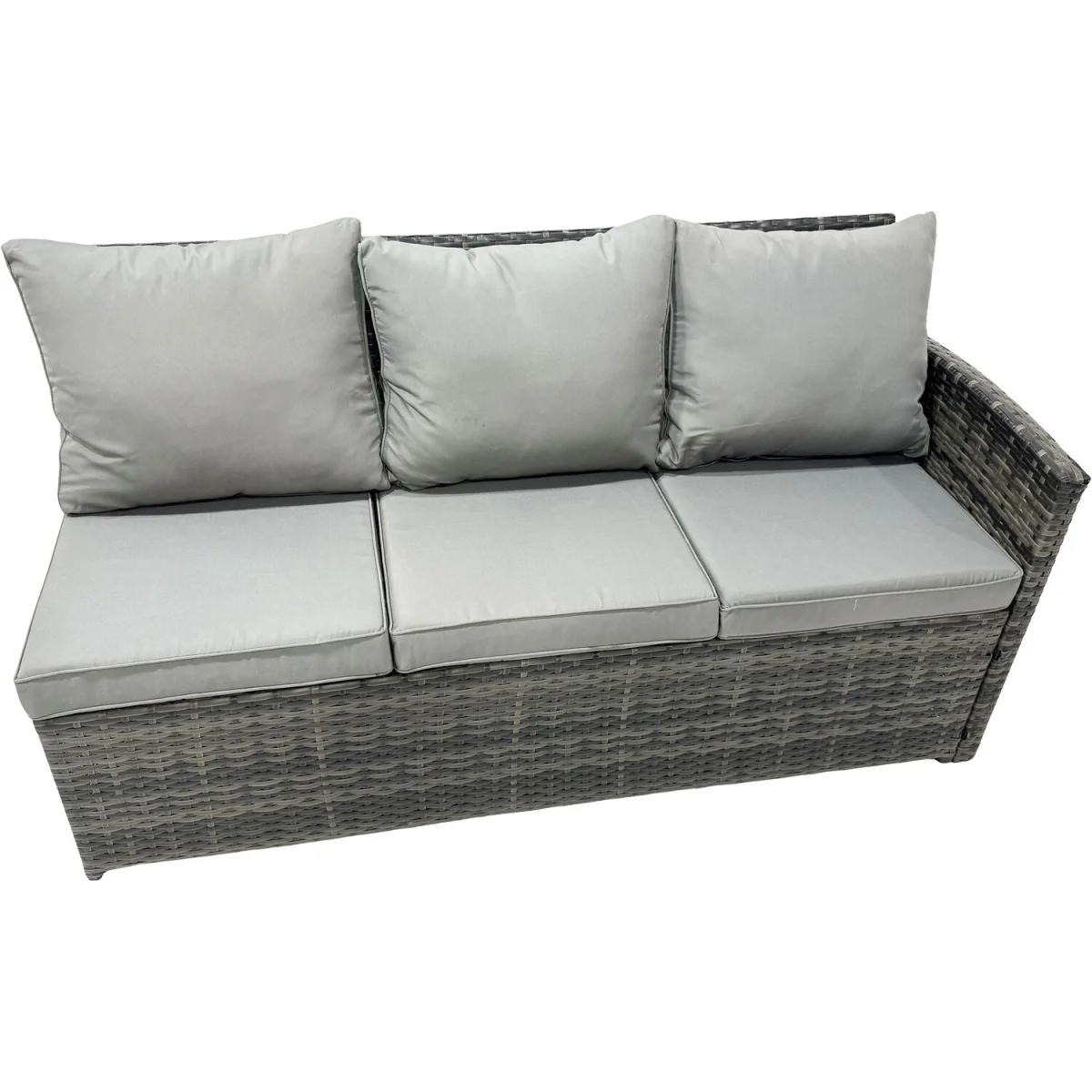 Fimous 11-Seat Poly Rattan Outdoor Corner Sofa Set with Dining Table and Stools. - Dark Grey Mixed – image 3