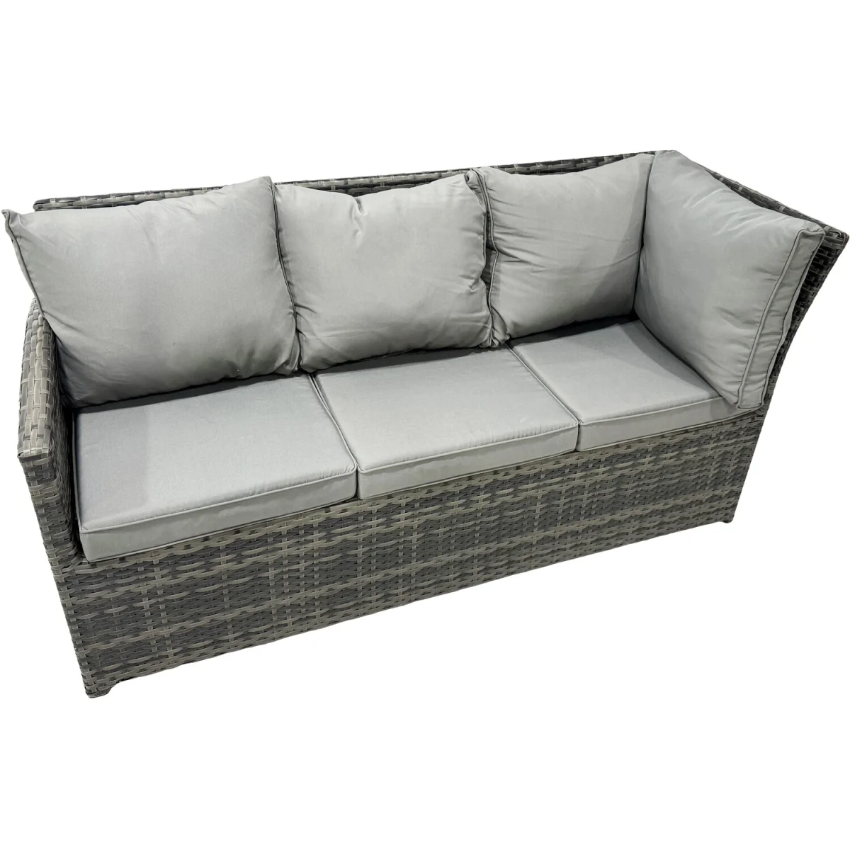 Fimous 11-Seat Poly Rattan Outdoor Corner Sofa Set with Dining Table and Stools. - Dark Grey Mixed – image 4