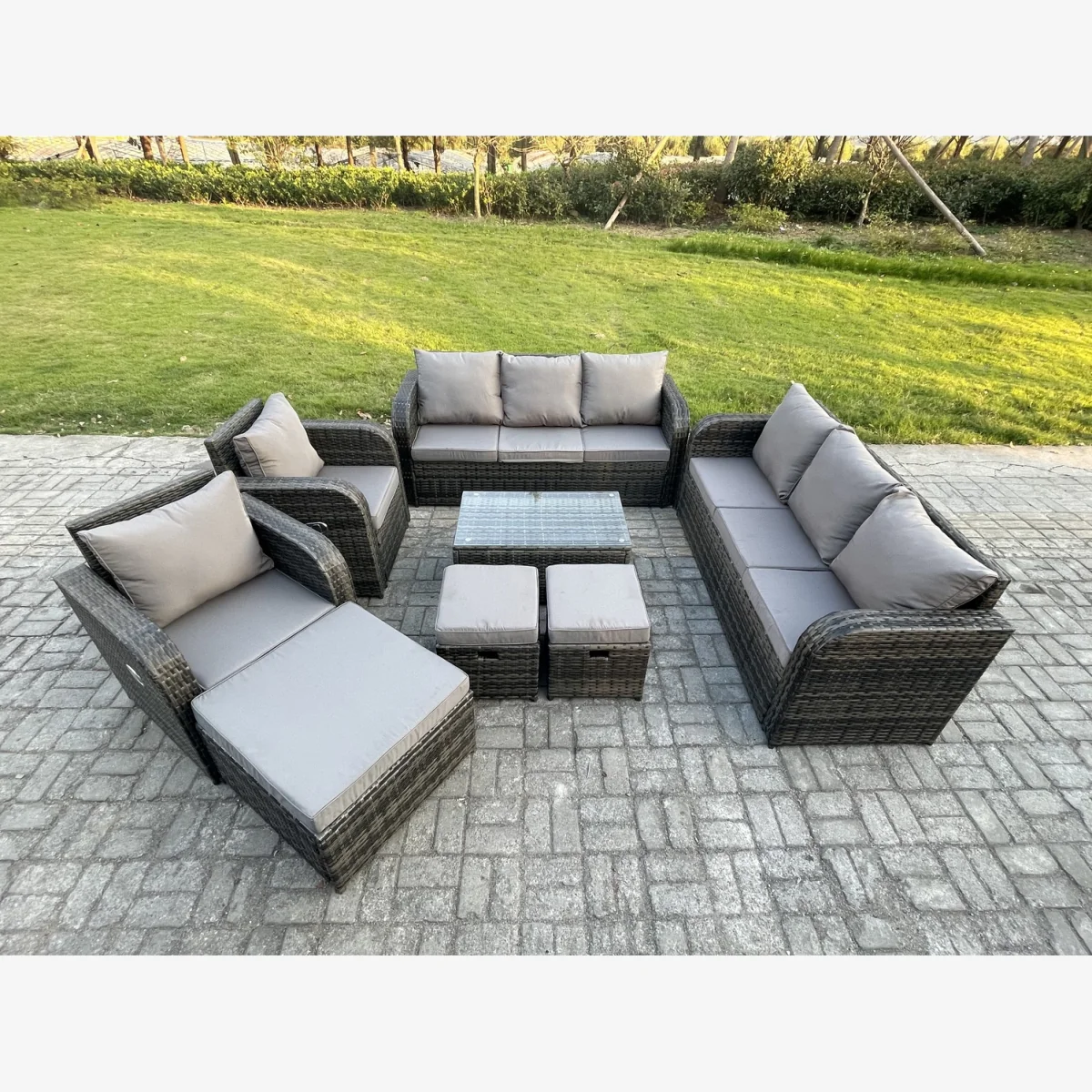 Fimous 11-Seater Rattan Garden Sofa Set Dark Grey Mixed - Dark Grey Mixed – image 1