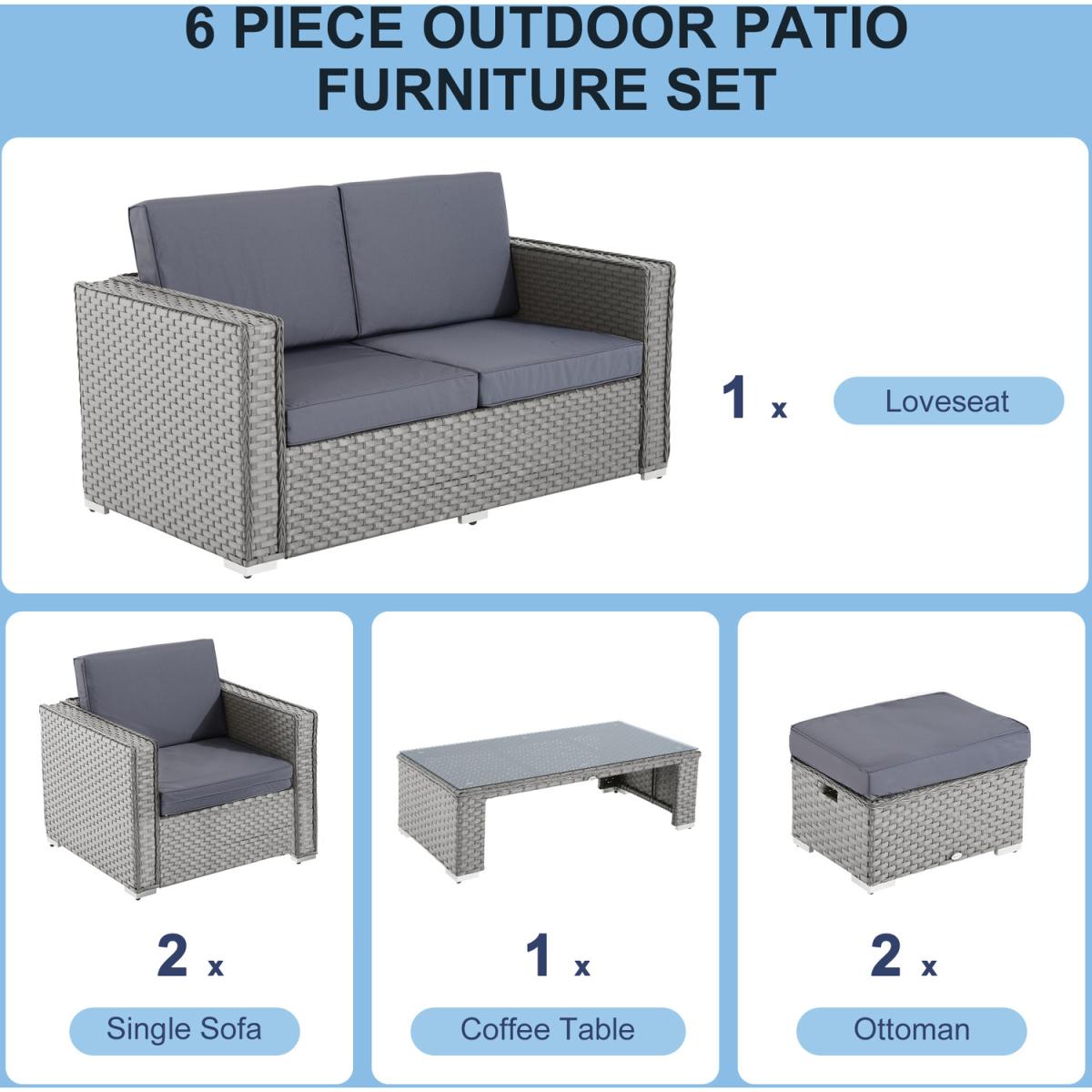 Garden Rattan Sofa and Table Set - Grey – image 2