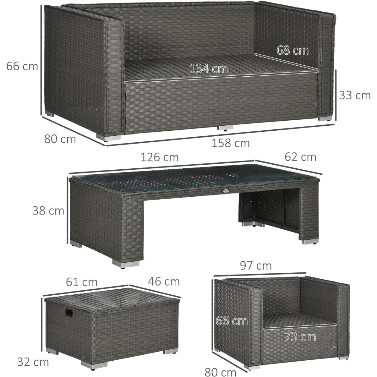 Garden Rattan Sofa and Table Set - Grey – image 12