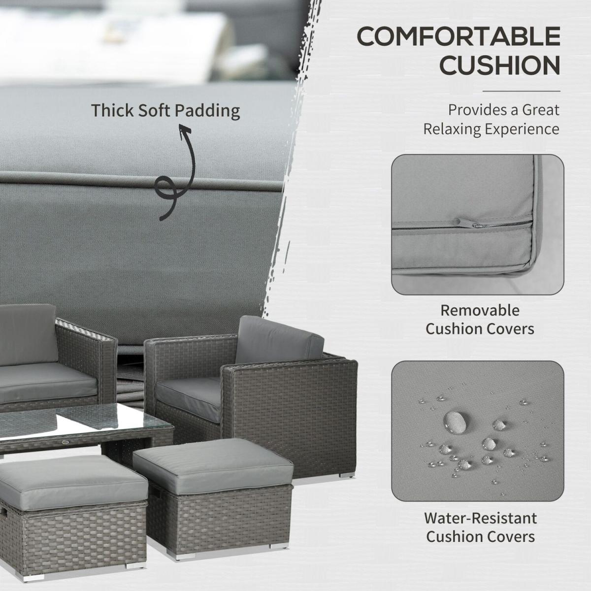 Garden Rattan Sofa and Table Set - Grey – image 14