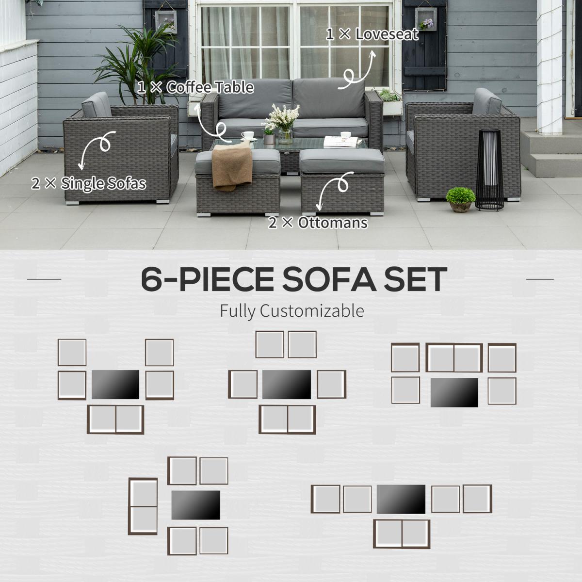 Garden Rattan Sofa and Table Set - Grey – image 15