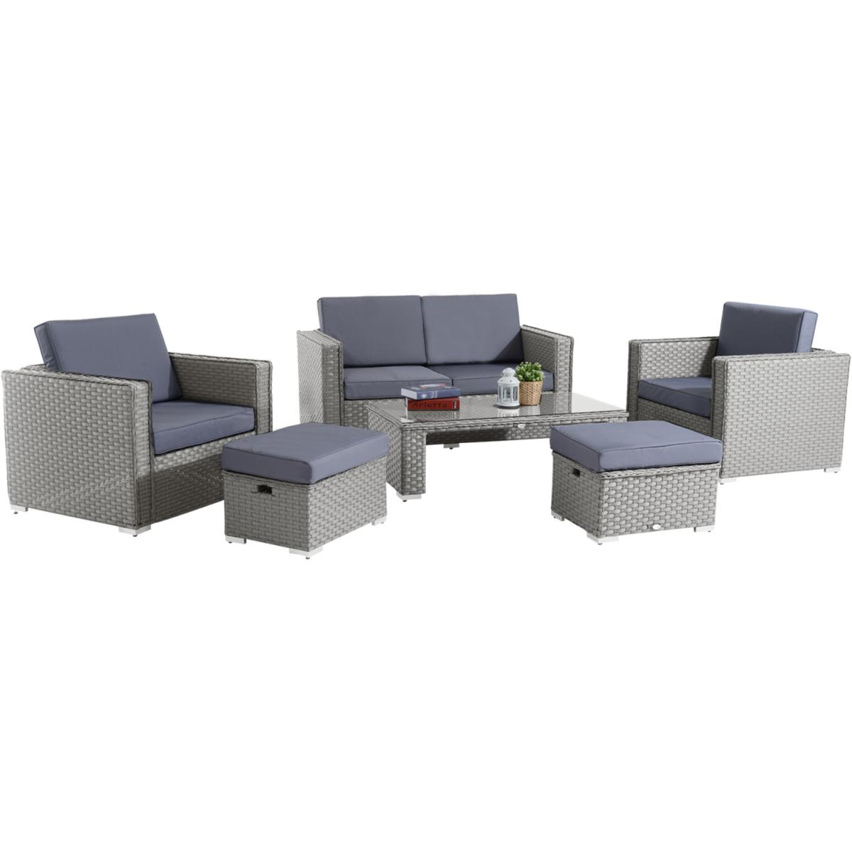 Garden Rattan Sofa and Table Set - Grey – image 6