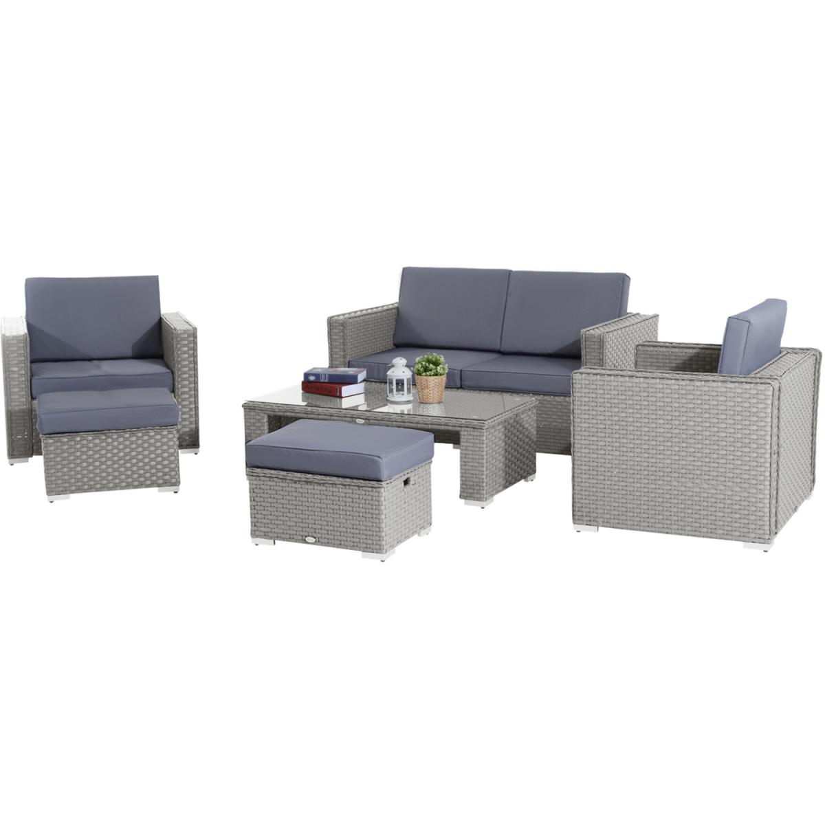 Garden Rattan Sofa and Table Set - Grey – image 7