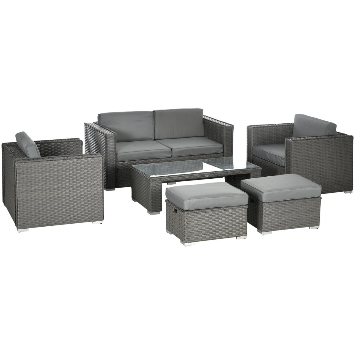 Garden Rattan Sofa and Table Set - Grey – image 10