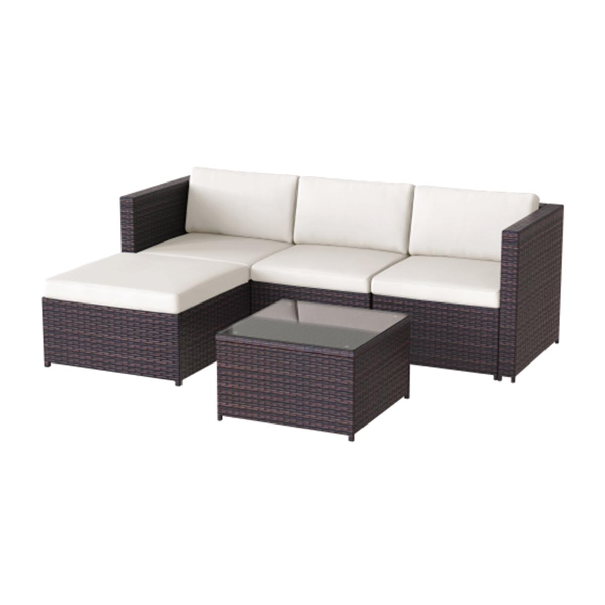 Rattan Garden Furniture Patio Entertaining Set - Brown