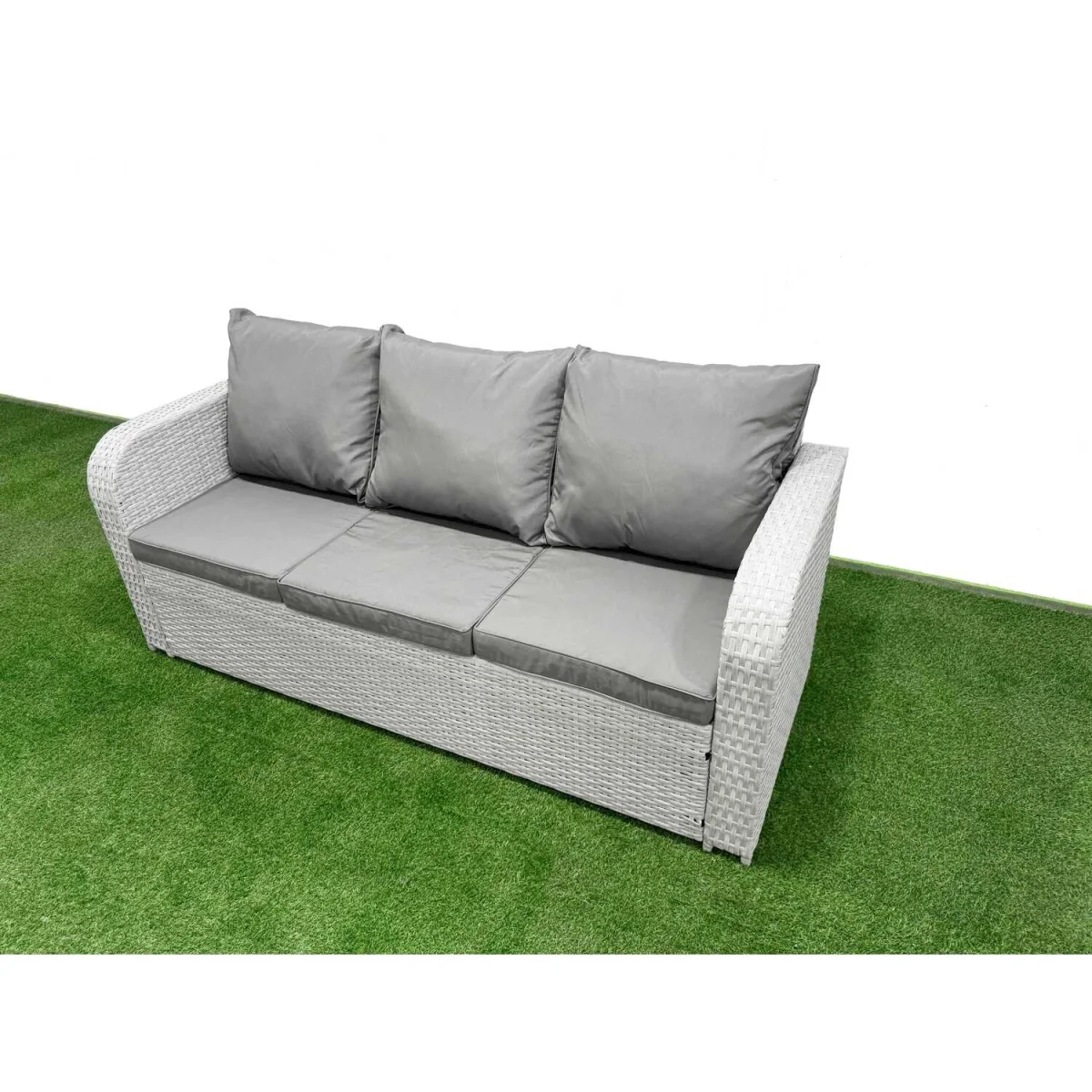Fimous 11-Seater PE Rattan Garden Sofa Set with Glass Coffee Table, Light Grey - Light Grey – image 5