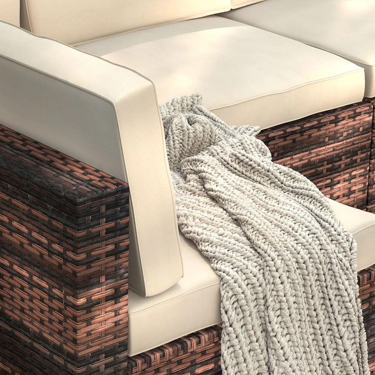 6 Seat Garden Rattan Furniture Set - Brown – image 2
