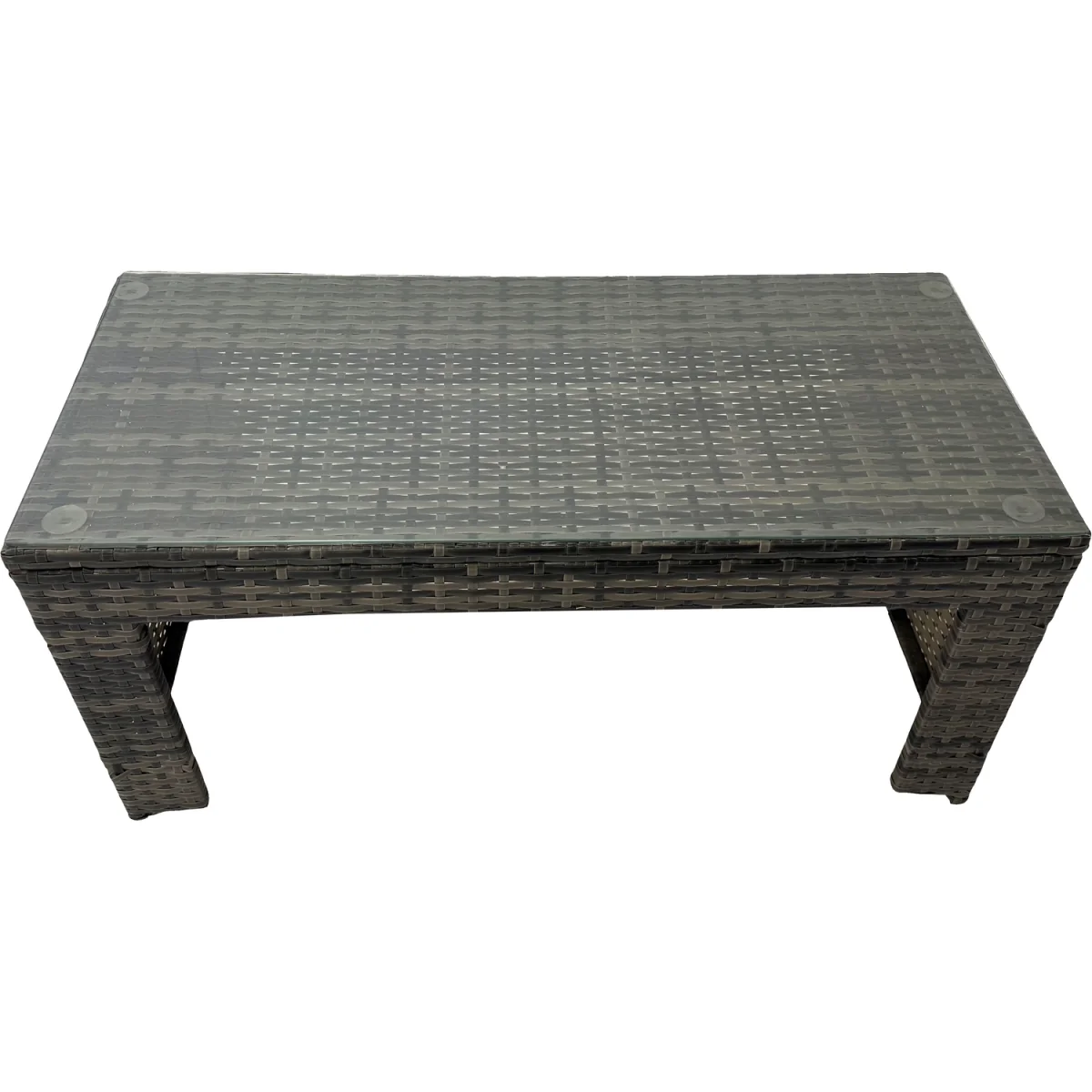Fimous 6-Piece Outdoor PE Rattan Corner Sofa Set with Glass Table - Dark Grey Mixed – image 5