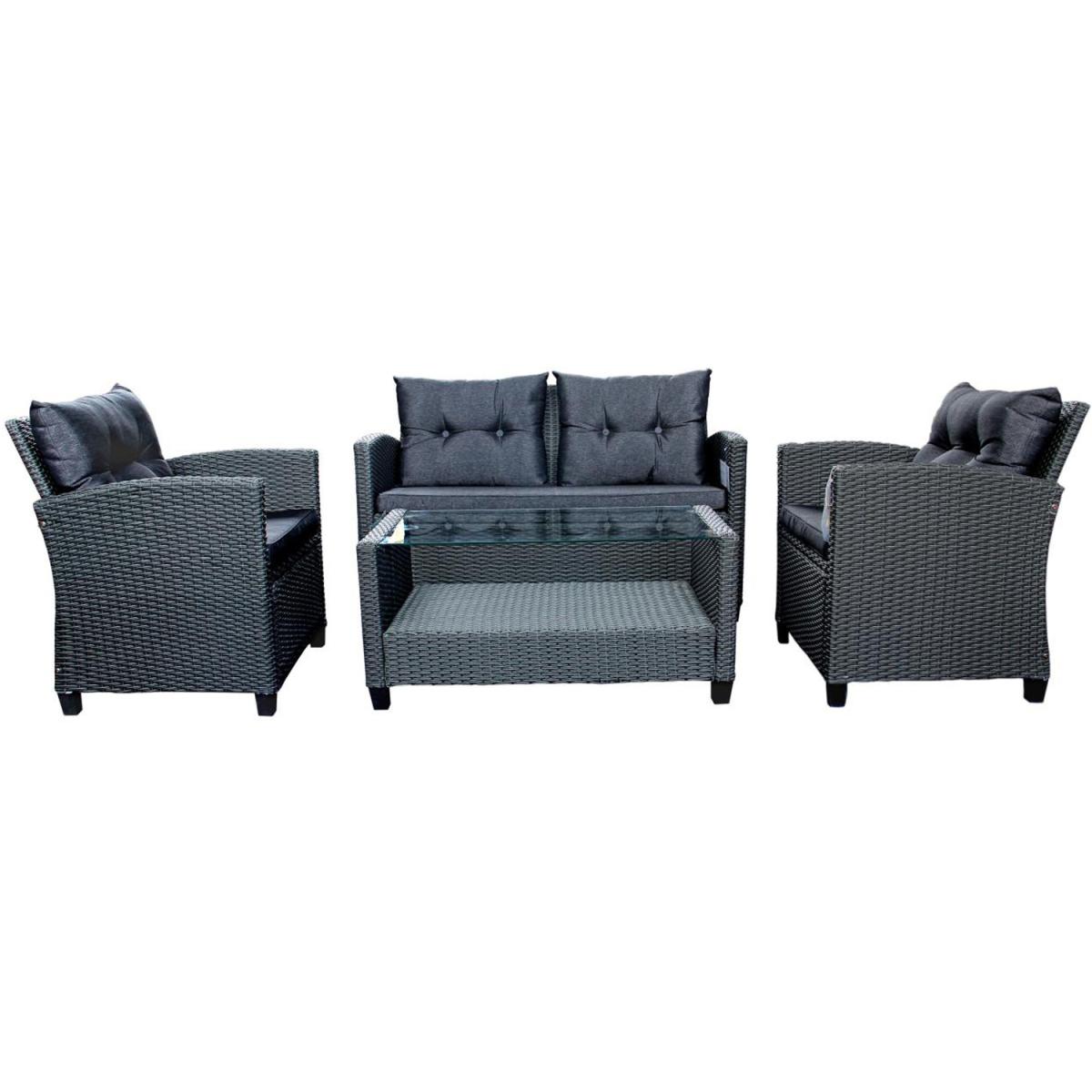 Charcoal Outdoor 4pc Rattan Garden Set Furniture - Charcoal – image 3