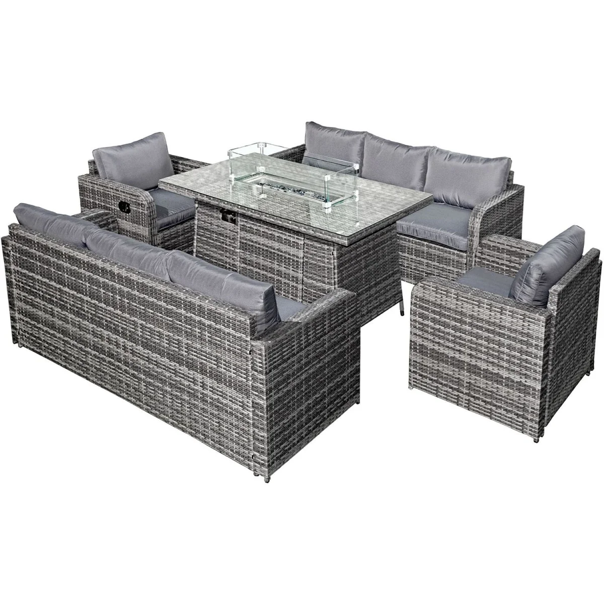 Oseasons Amalfi Rattan 8 Seat Firepit Sofa Set in Mixed Grey - Mixed Grey – image 3