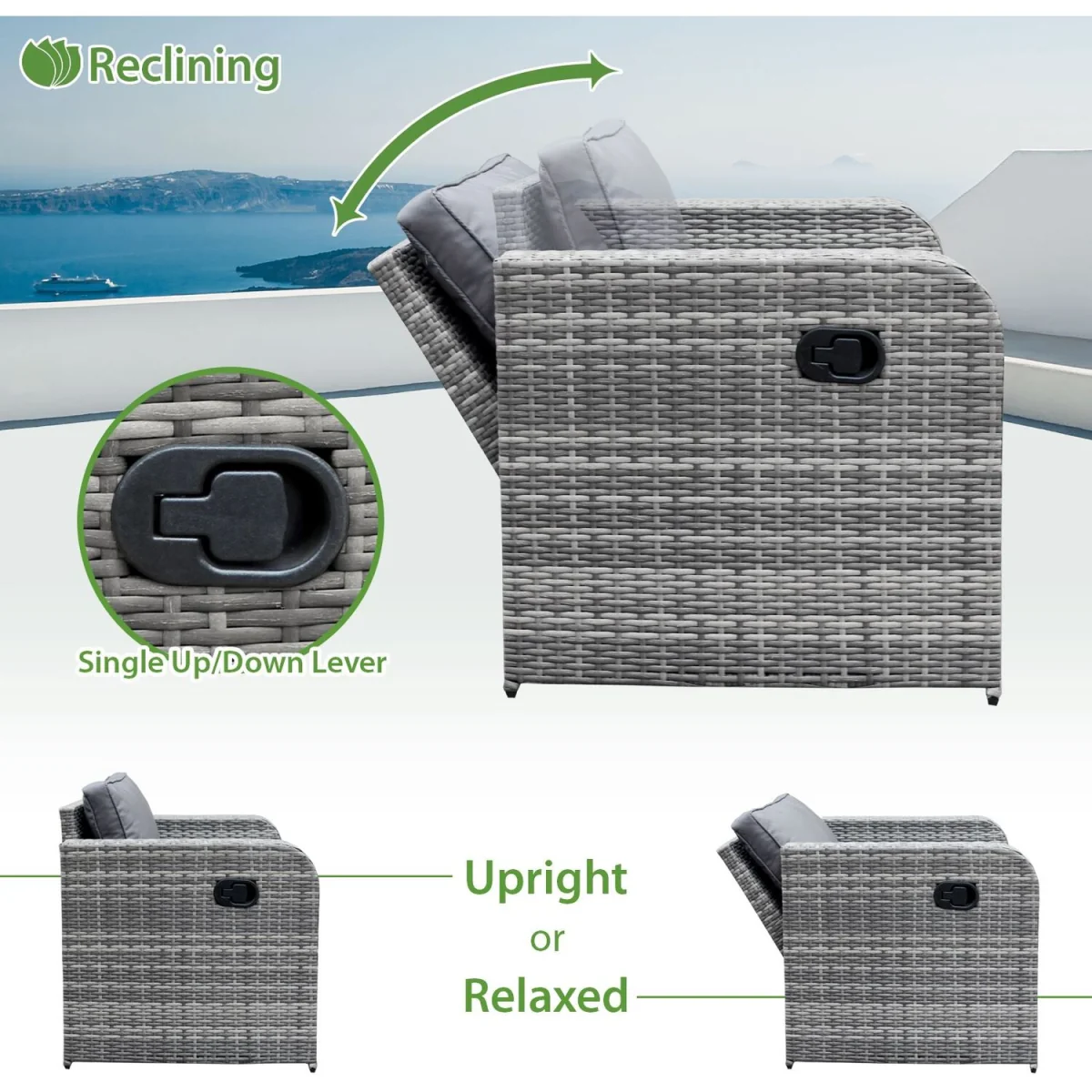 Oseasons Amalfi Rattan 8 Seat Firepit Sofa Set in Mixed Grey - Mixed Grey – image 4