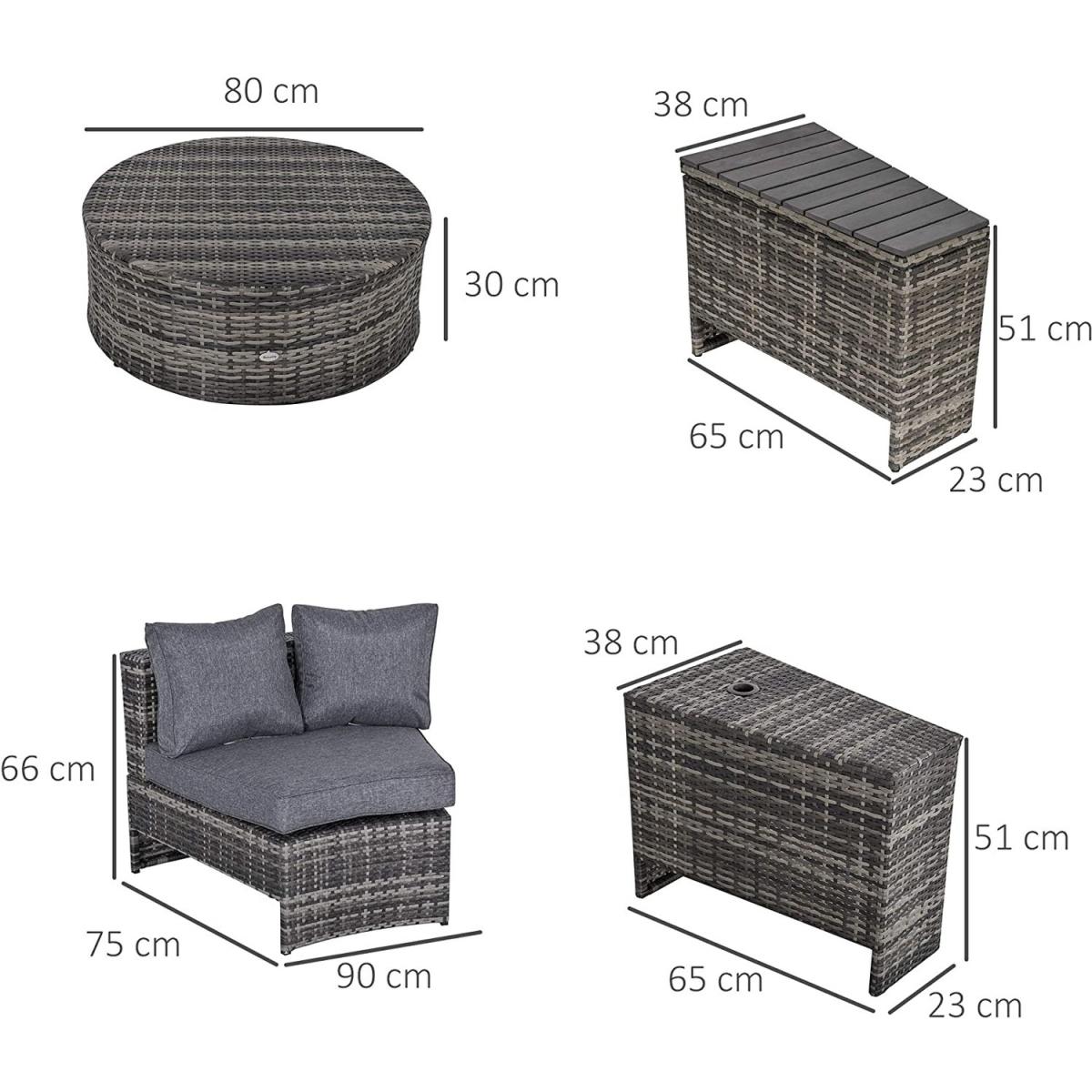 8 Pcs Rattan Sofa Set - Grey – image 2