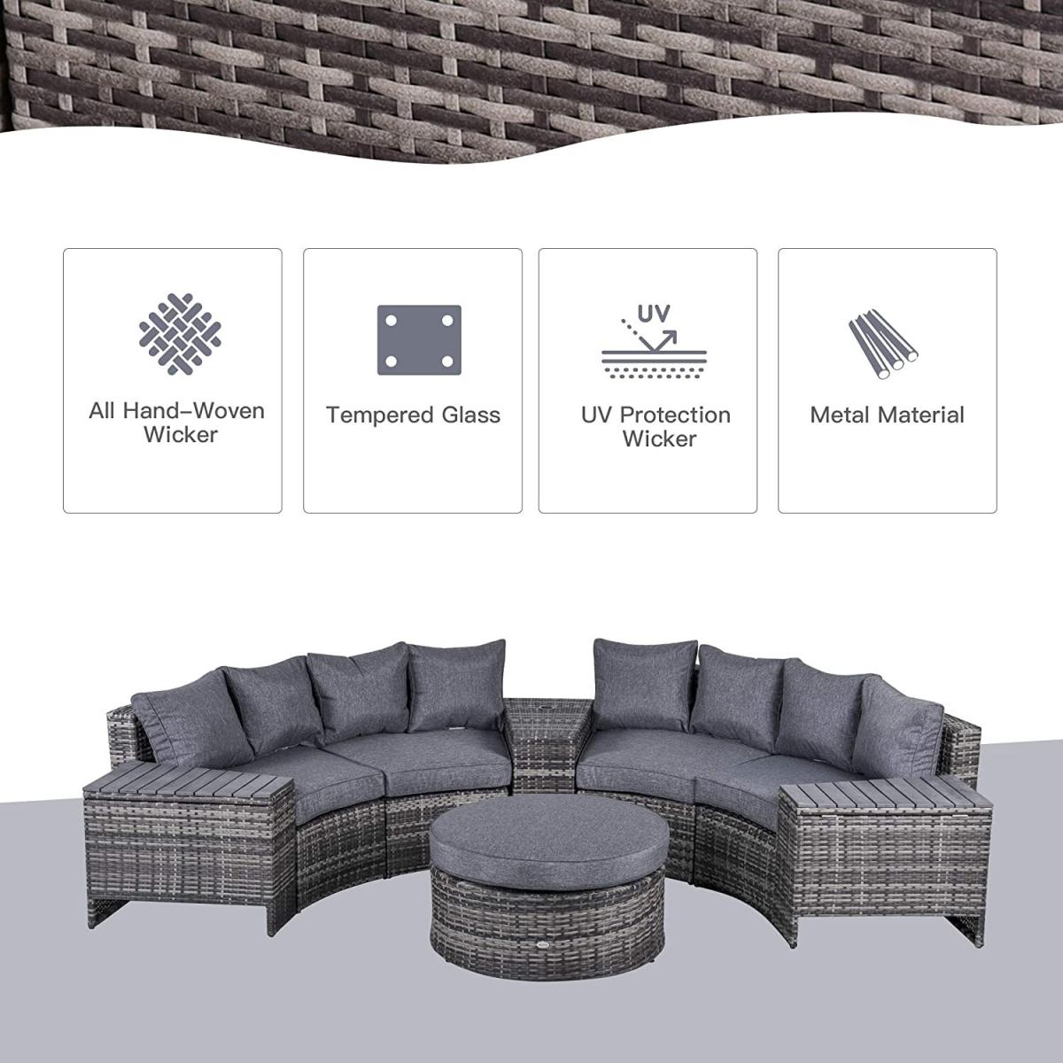 8 Pcs Rattan Sofa Set - Grey – image 3