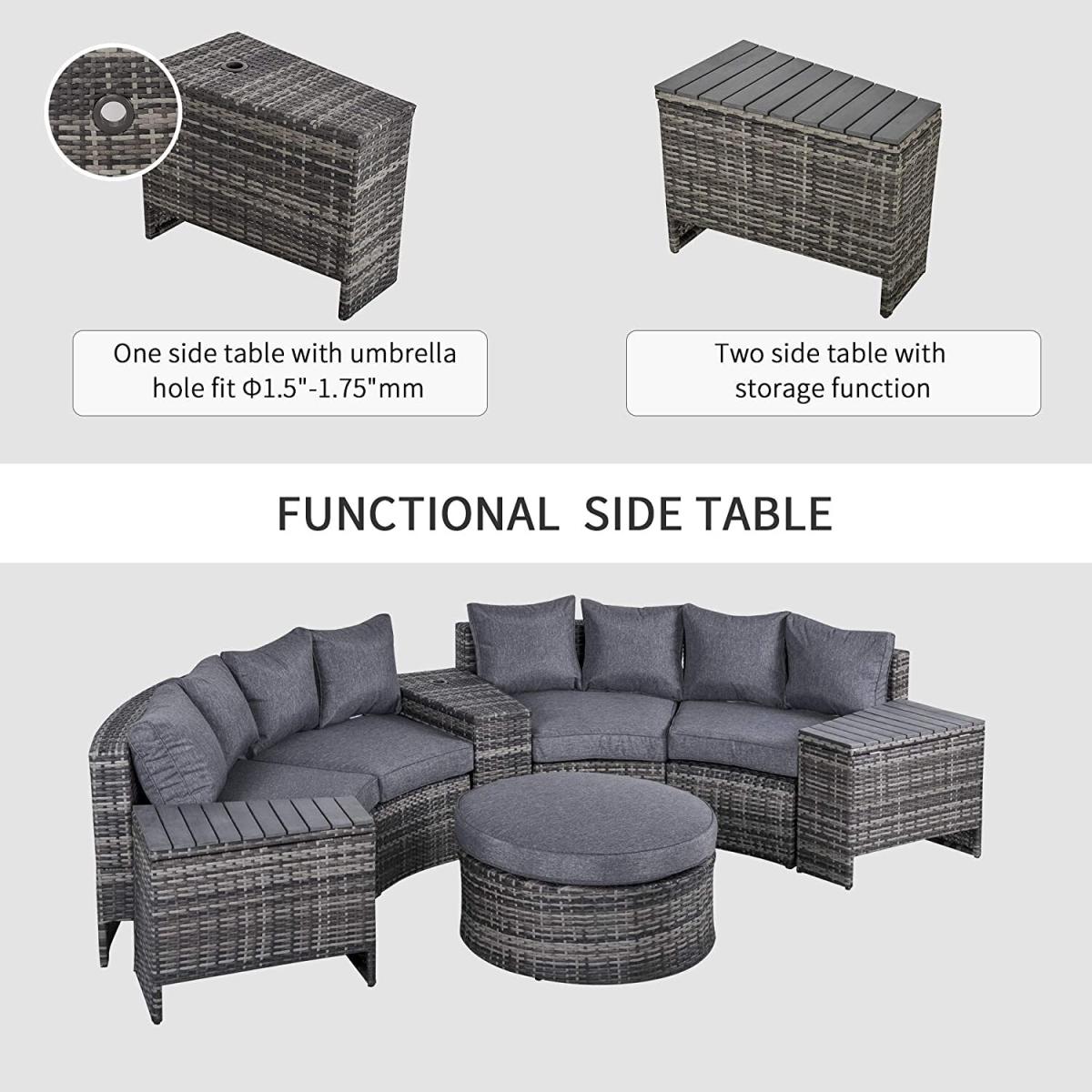 8 Pcs Rattan Sofa Set - Grey – image 4