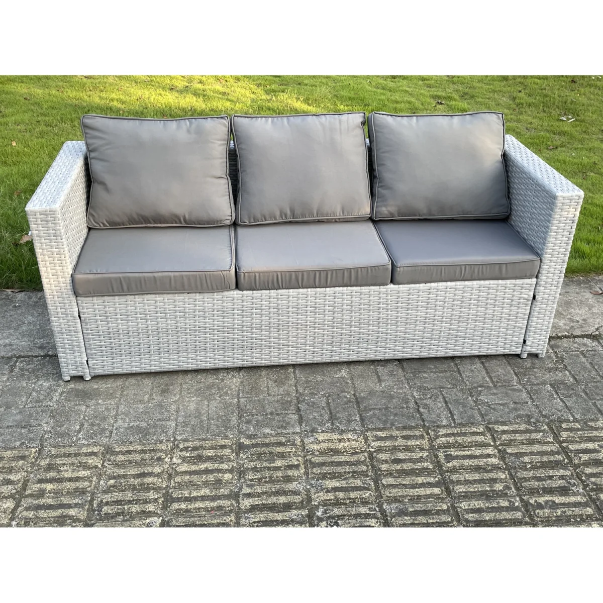 Light Grey Lounge Outdoor PE Rattan Garden Furniture Set PE Wicker Sofa Set - Light Grey Mixed – image 3