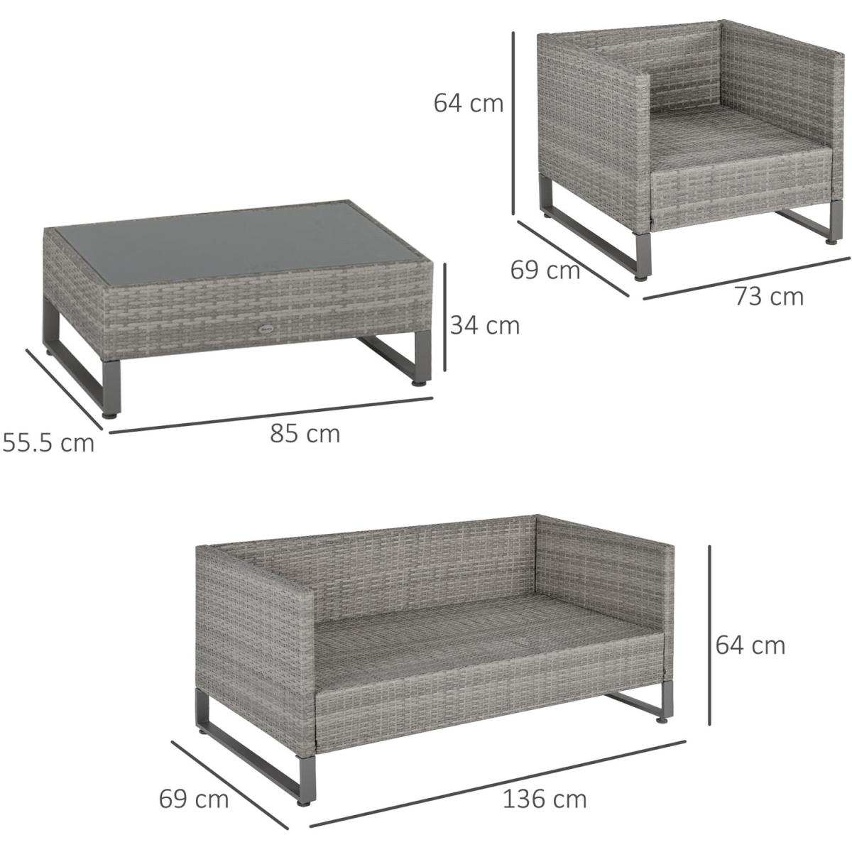 PE Rattan Wicker Outdoor Dining Set - Grey – image 2