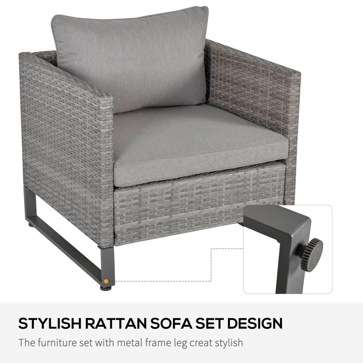 PE Rattan Wicker Outdoor Dining Set - Grey – image 4