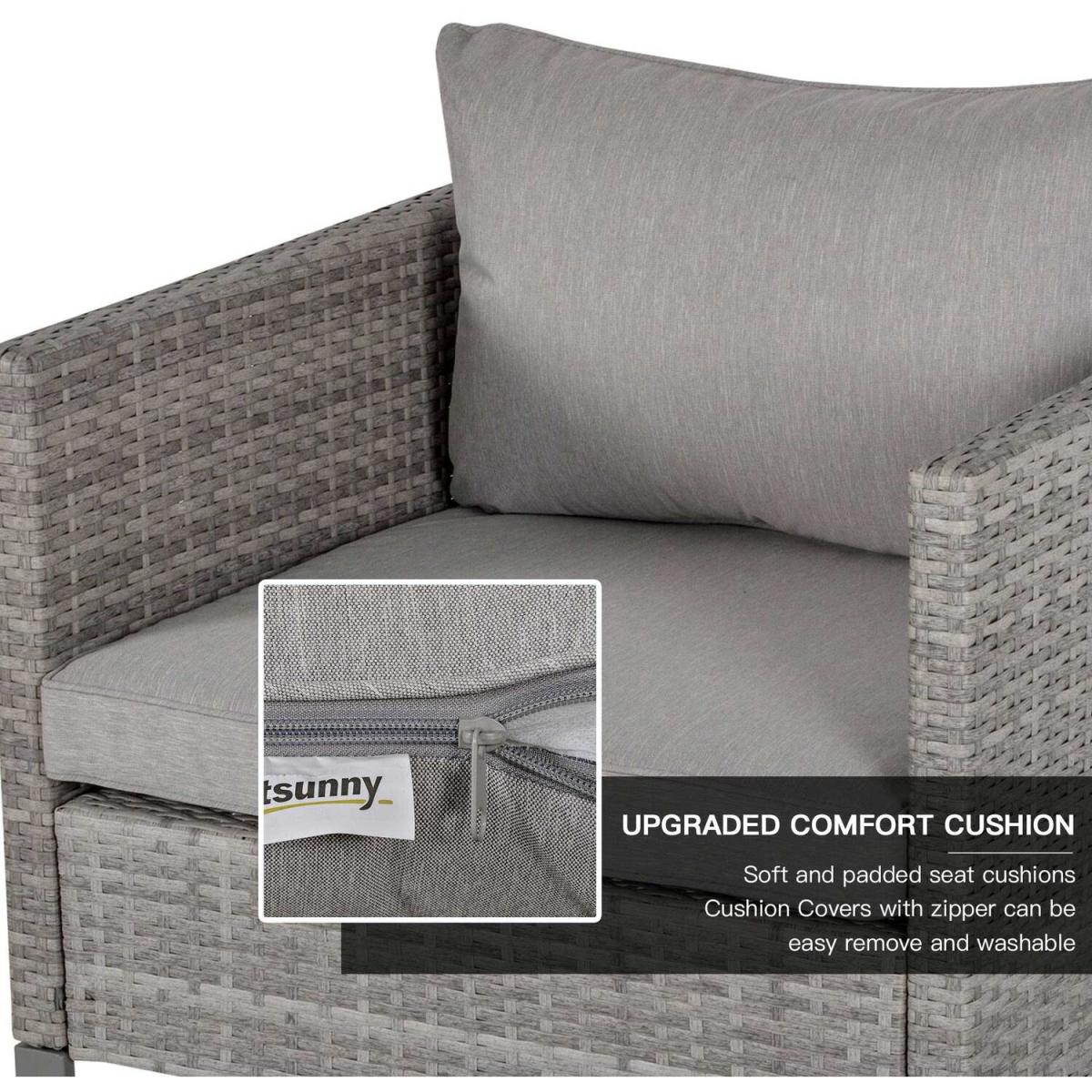 PE Rattan Wicker Outdoor Dining Set - Grey – image 5