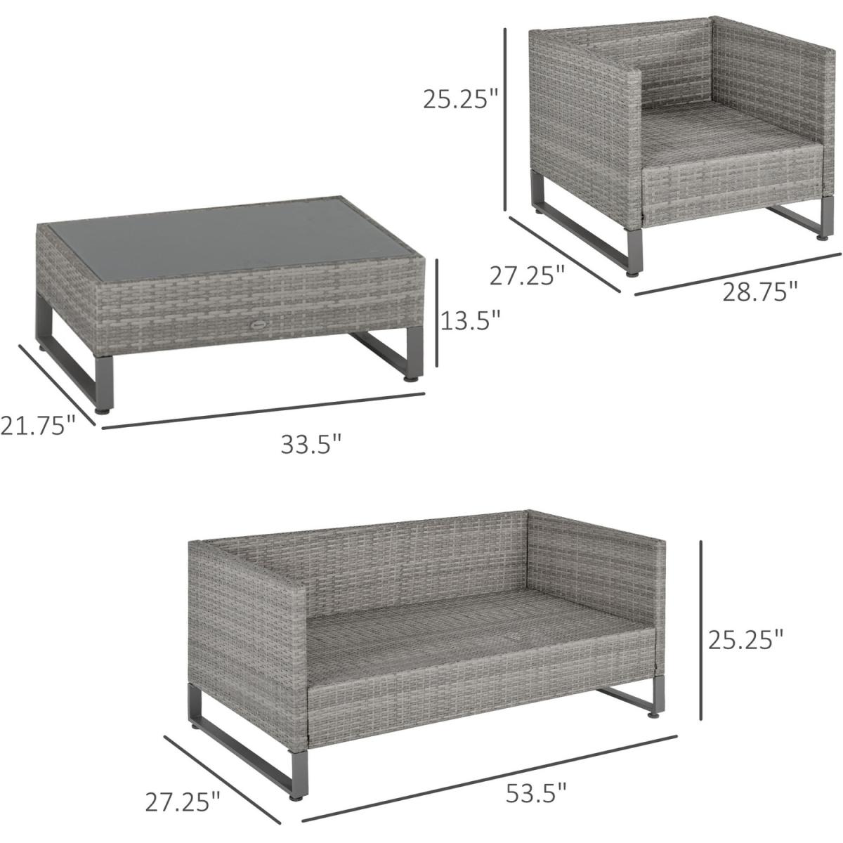 PE Rattan Wicker Outdoor Dining Set - Grey – image 9